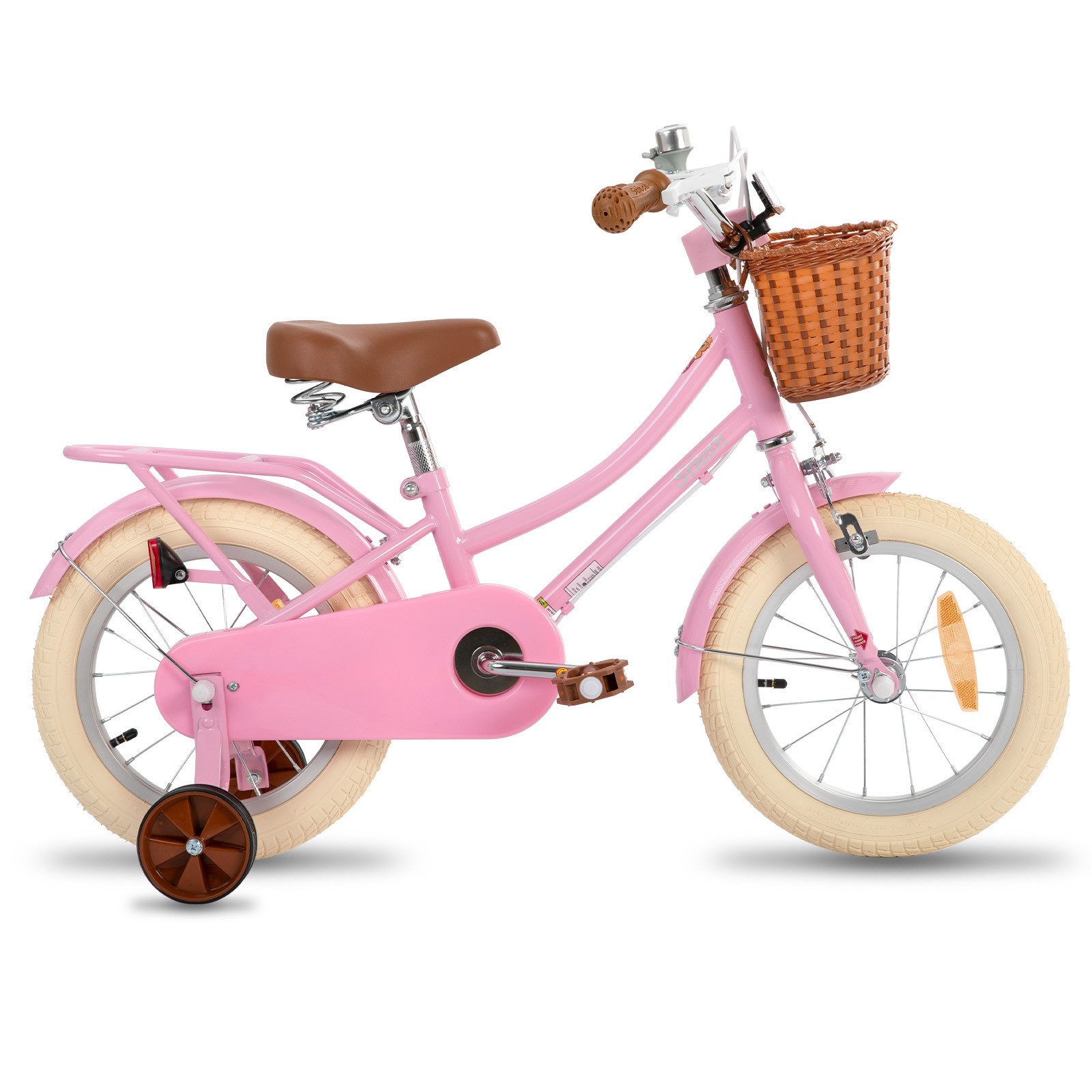 JOYSTAR Kinderfahrrad 12 14 16 18 Zoll fahrrad für 2-9 Jahre alte Mädchen & Jungen, mit Kotflügel, Stützrädern, Korb, Gepäckträger, Kettenabdeckung