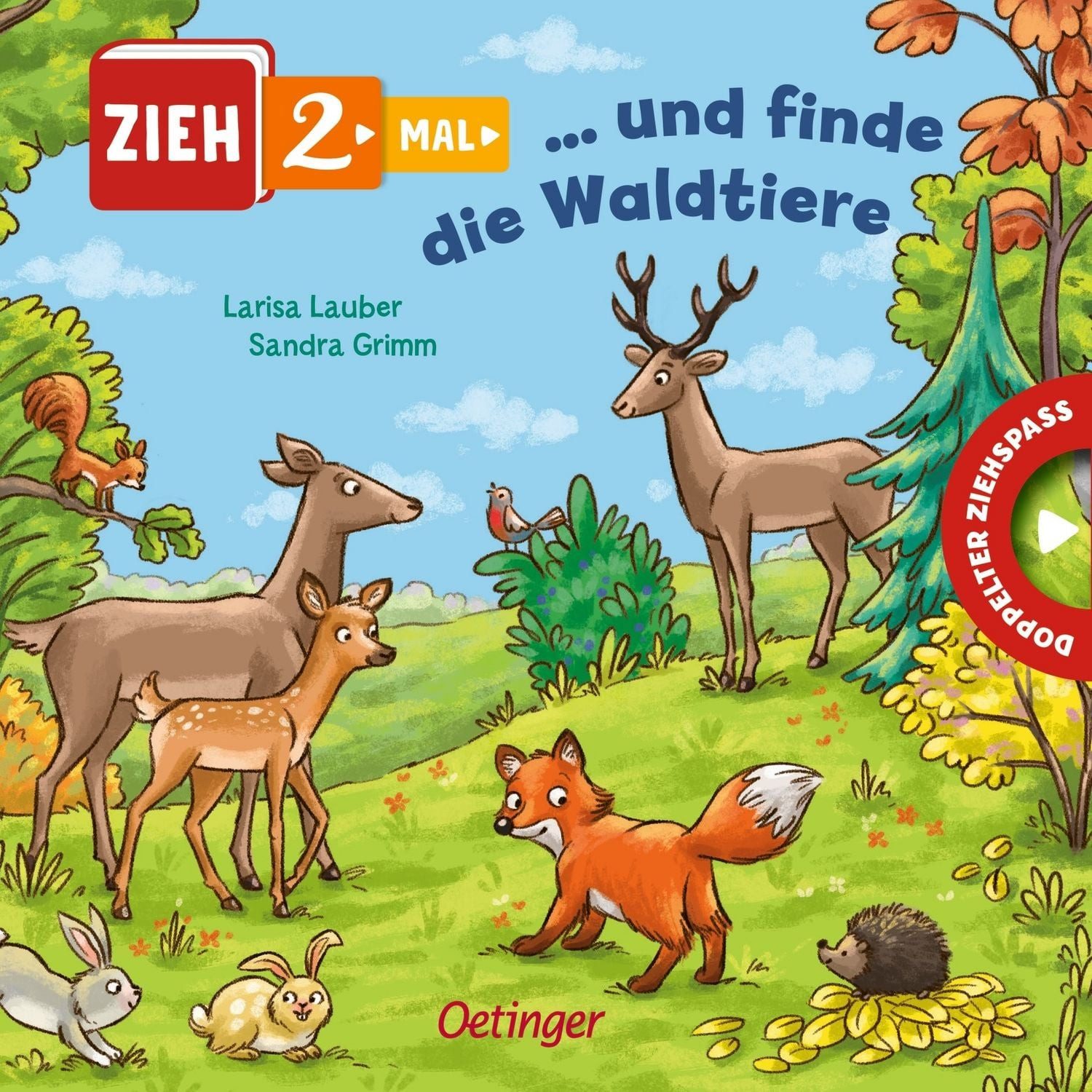 Kinderbuch Zieh 2-mal ... und finde die Waldtiere Mit extrabreiten Panoramaseiten Sandra Grimm