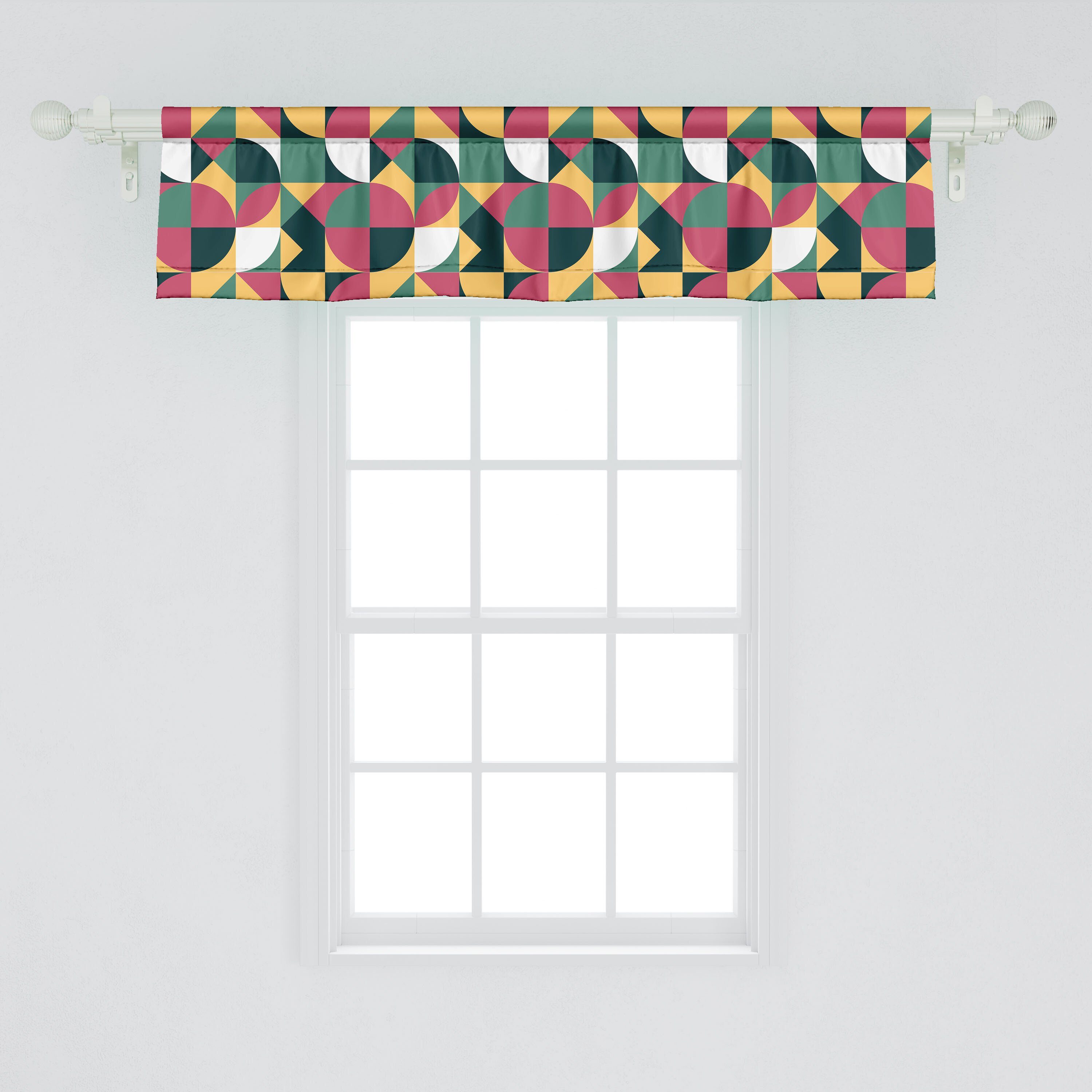 Scheibengardine Vorhang Volant Küche Kreise Geometrisch Microfaser, Dekor mit mit Triangles für Schlafzimmer Abakuhaus, Stangentasche
