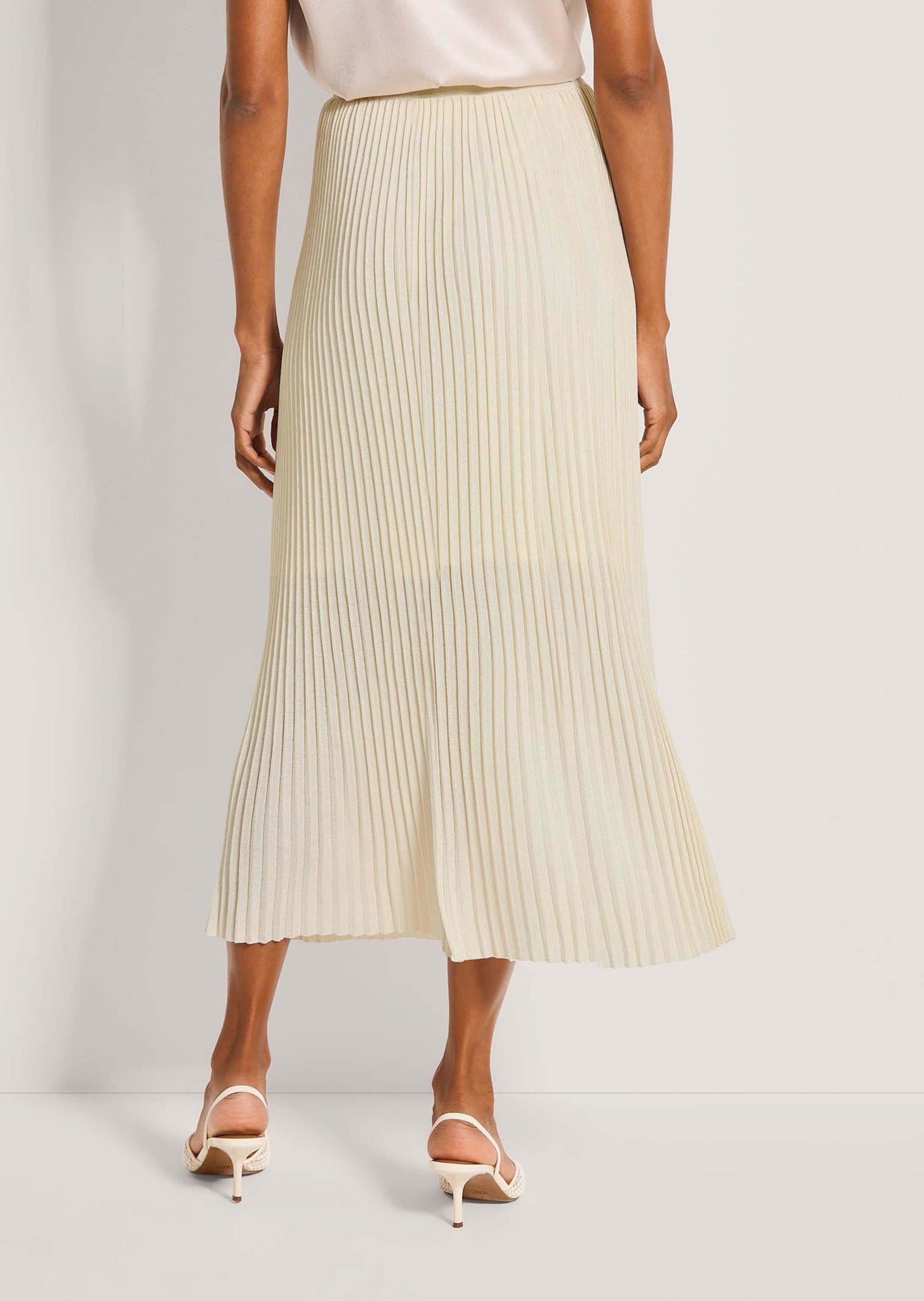 MADELEINE Strickkleid Midi-Strickrock mit elastischem Bund, Plissee Leichter, bequemer Rock mit Front-Schlitzen, Jersey-Futter
