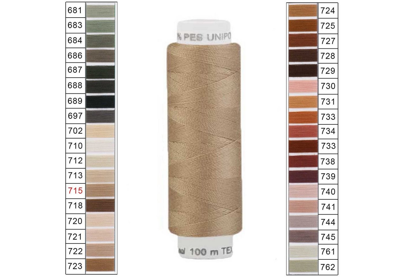 Thumbnail - maDDma Nähgarn 100m Unipoly 120 TEX14x2 Farbwahl 5v6 Nähgarn, 100 m, 715