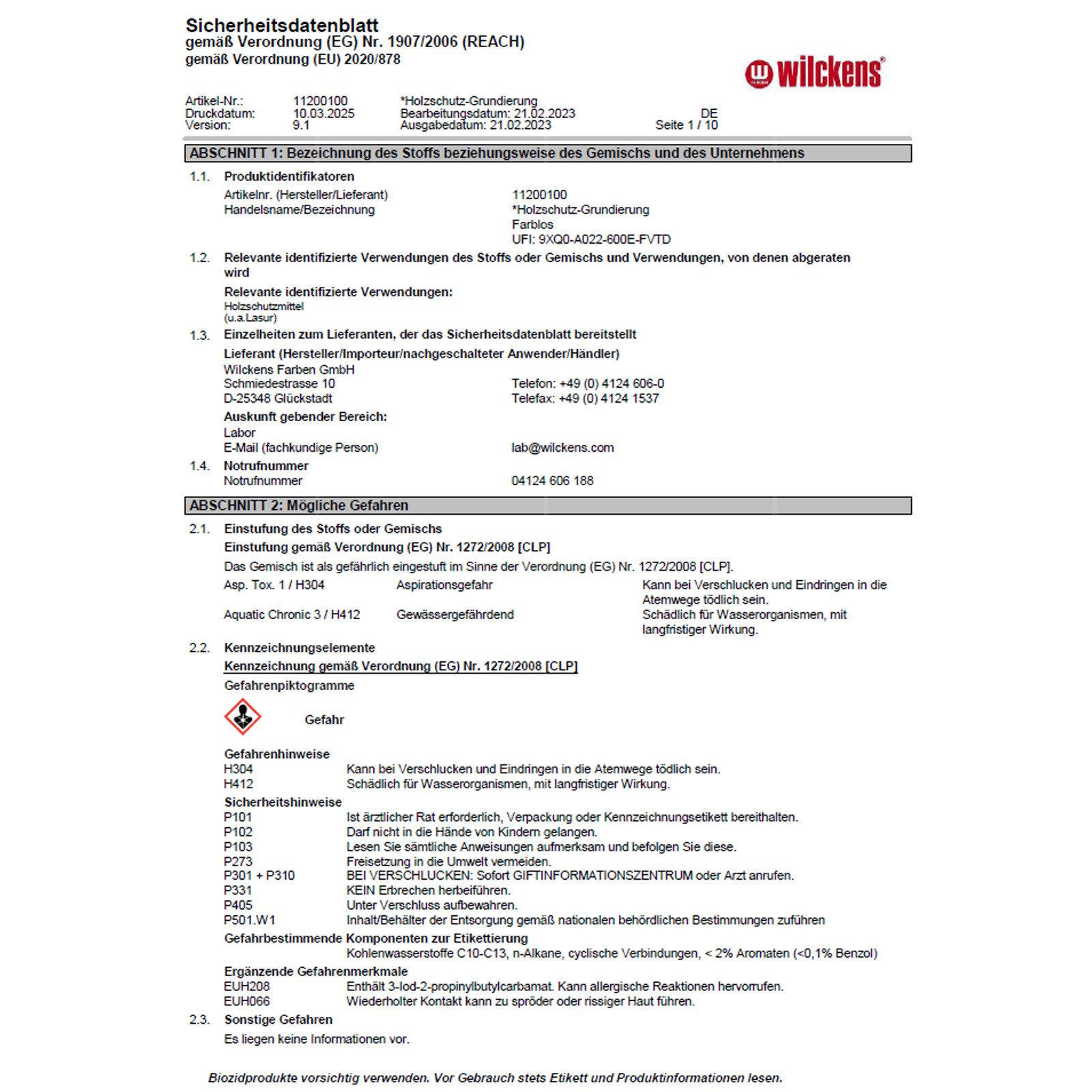 Wilckens Farben Holzgrundierung Holzgrundierung für Aussen - 2.5 Ltr (Farblos)