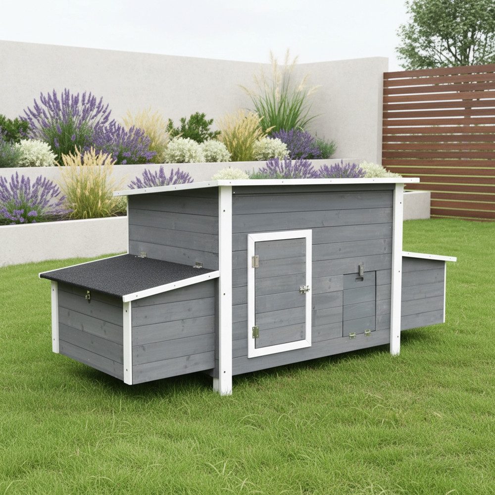 Melko Hühnerstall Hühnerhaus Geflügelstall Hühnervoliere 2 Eiablagen Kleintierstall, 2 Nestboxen (von außen zugänglich), 4 Nistplätze, 2 Sitzstangen