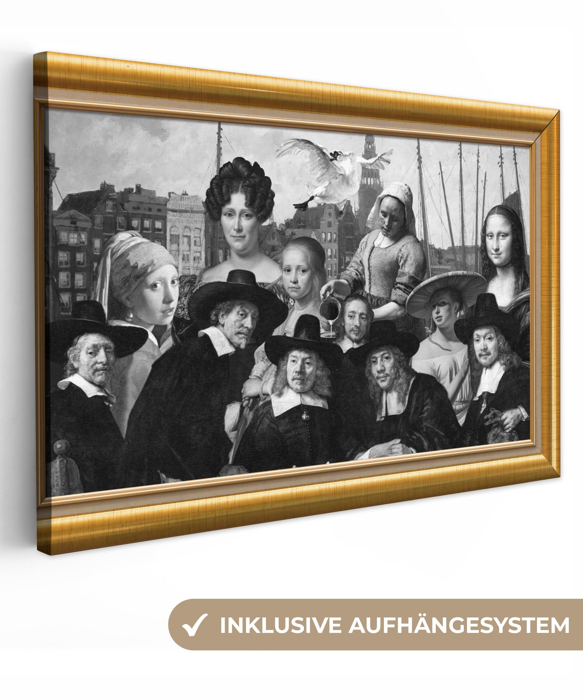 OneMillionCanvasses® Leinwandbild Alte Meister - Kunst - Liste - Gold, (1 St), Wandbild Leinwandbilder, Aufhängefertig, Wanddeko, 30x20 cm