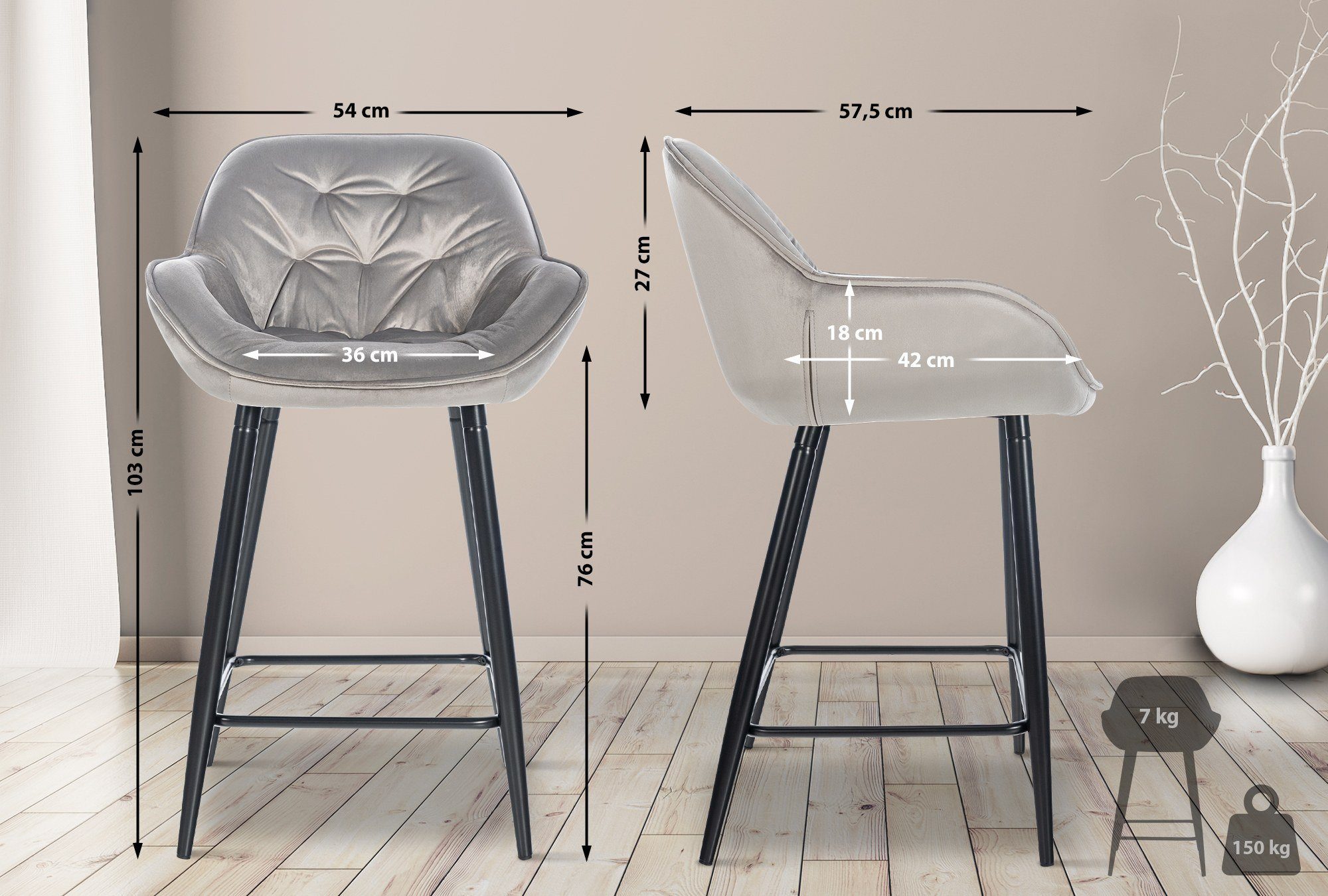 CLP Barhocker Gibson (2er Set, 2 St., 2er), Sitzhöhe 76 cm günstig online kaufen