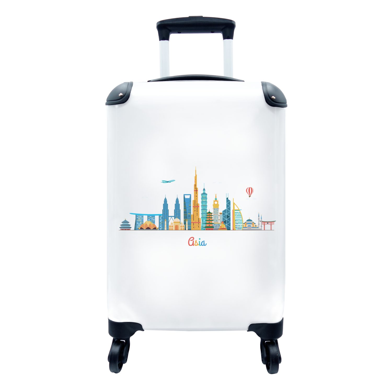 MuchoWow Handgepäckkoffer Skyline - Asien - Regenbogen, 4 Rollen, Reisetasche mit rollen, Handgepäck für Ferien, Trolley, Reisekoffer