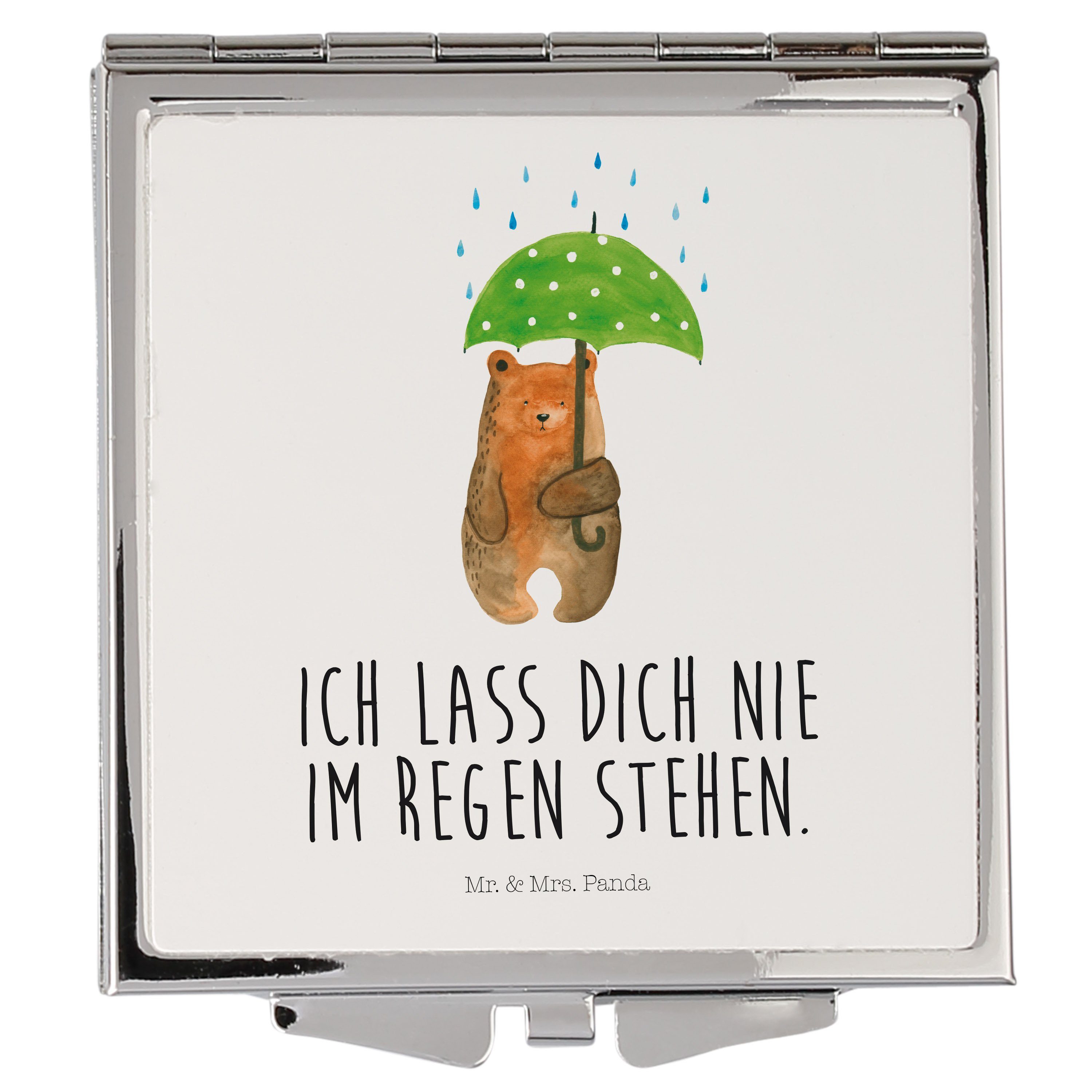 Partner Regenschirm Liebeskummer, zurück, (1-St) - Panda Kosmetikspiegel Weiß - Geschenk, Mrs. Bär mit Mr. &