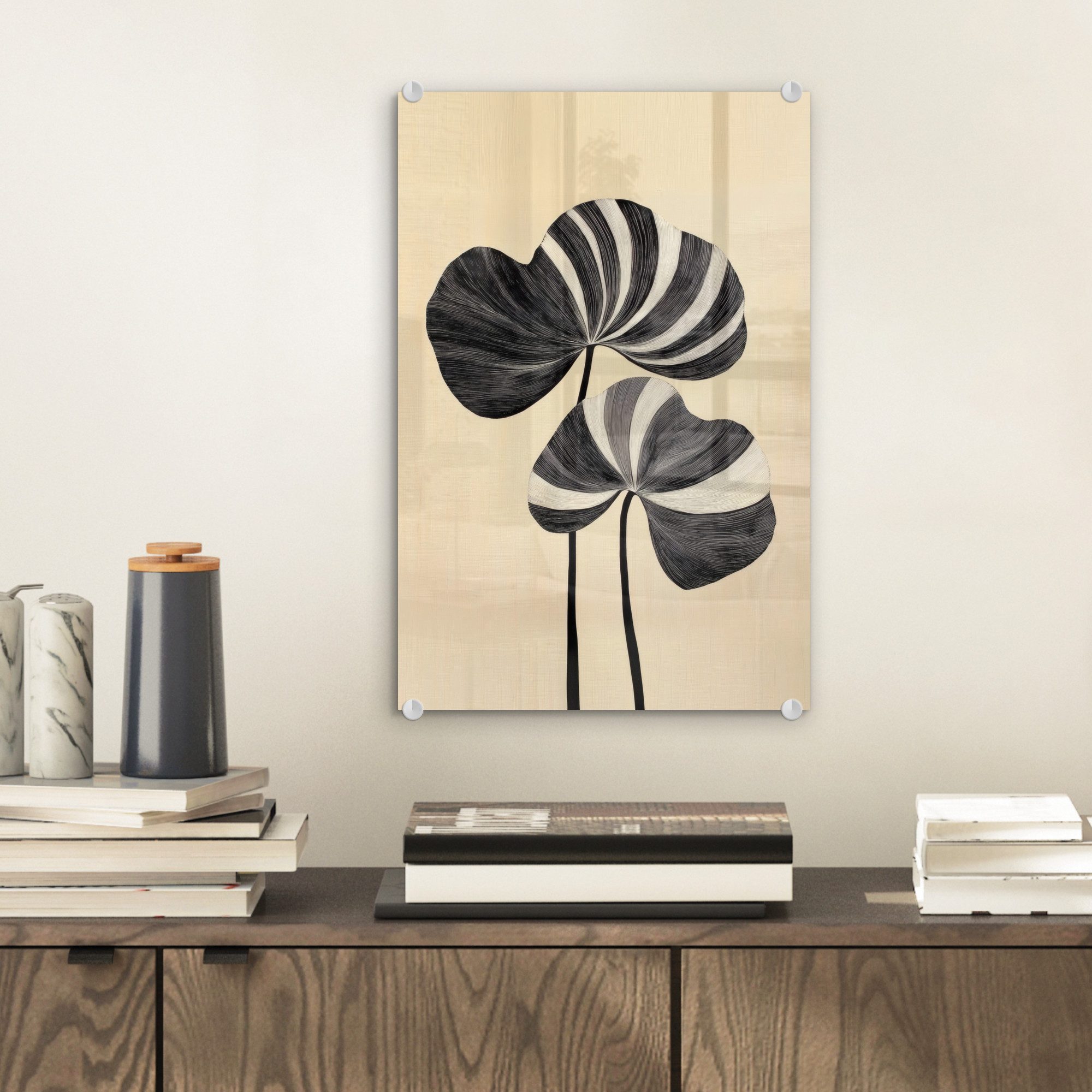 MuchoWow Acrylglasbild Schwarz - Blätter - günstig online kaufen