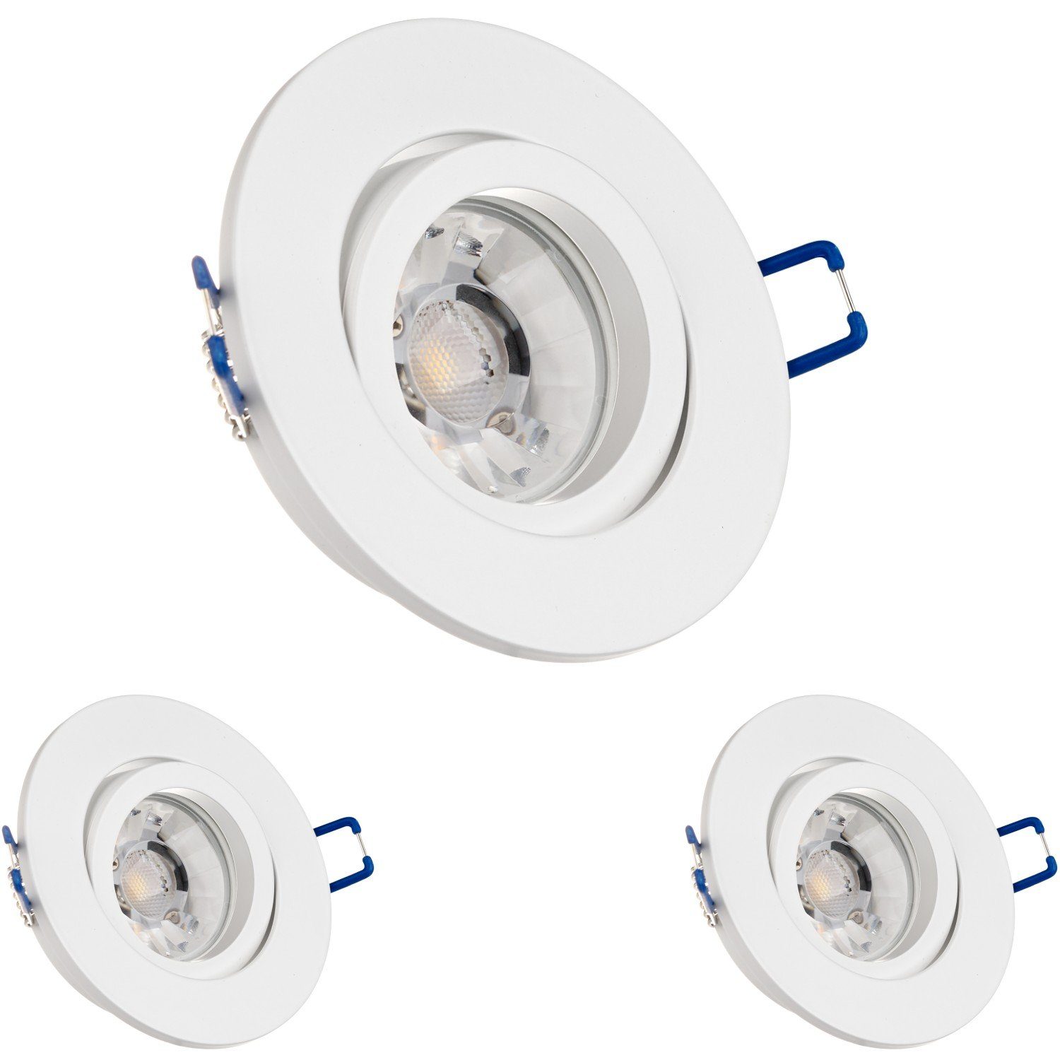 Marke GU10 für LED Weiß LEDANDO Einbaustrahler 3er LED die Einbaustrahler mit matt Spanndecke Set