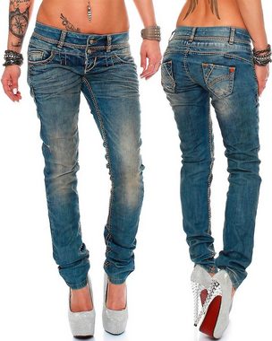 Cipo & Baxx 5-Pocket-Jeans Low Waist Hose BA-CBW0347 Stonewashed mit Kontrastnaht und Dicken Nähten