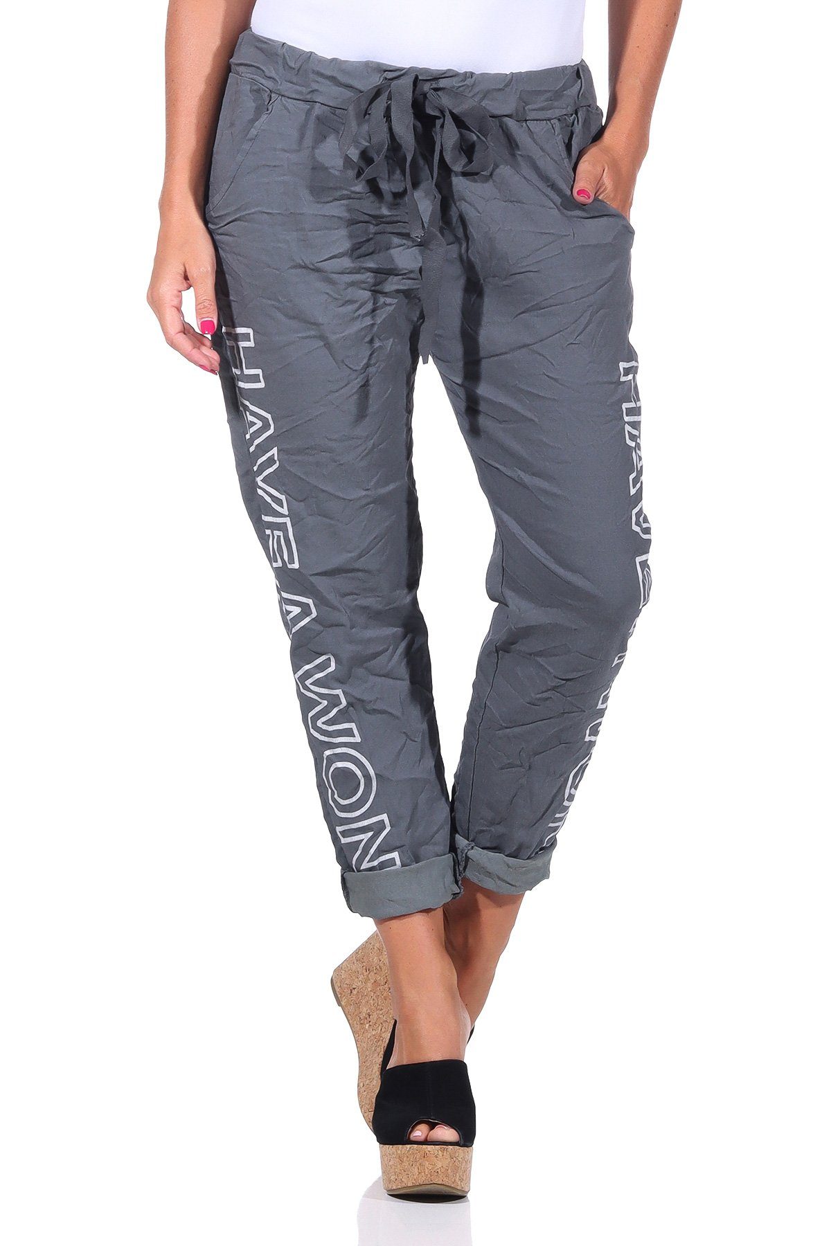 Mississhop Jogginghose Damen Hose Freizeithose Stoffhose Boyfriend Stretch günstig online kaufen