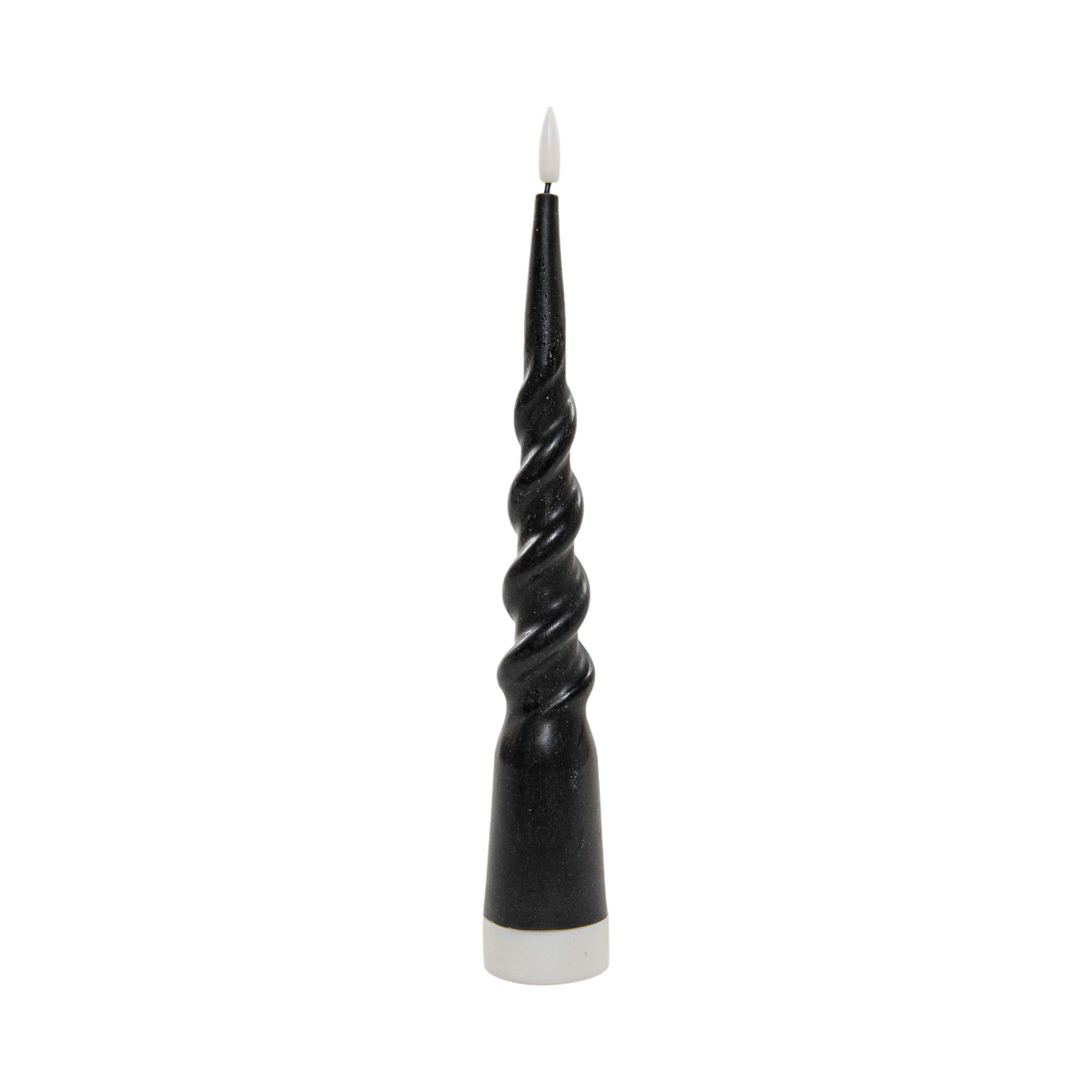 Coen Bakker Deco BV LED-Kerze Big Swirl (1-tlg), Stabkerze schwarz Wachs gedrehte Optik Timer 4,3x29cm