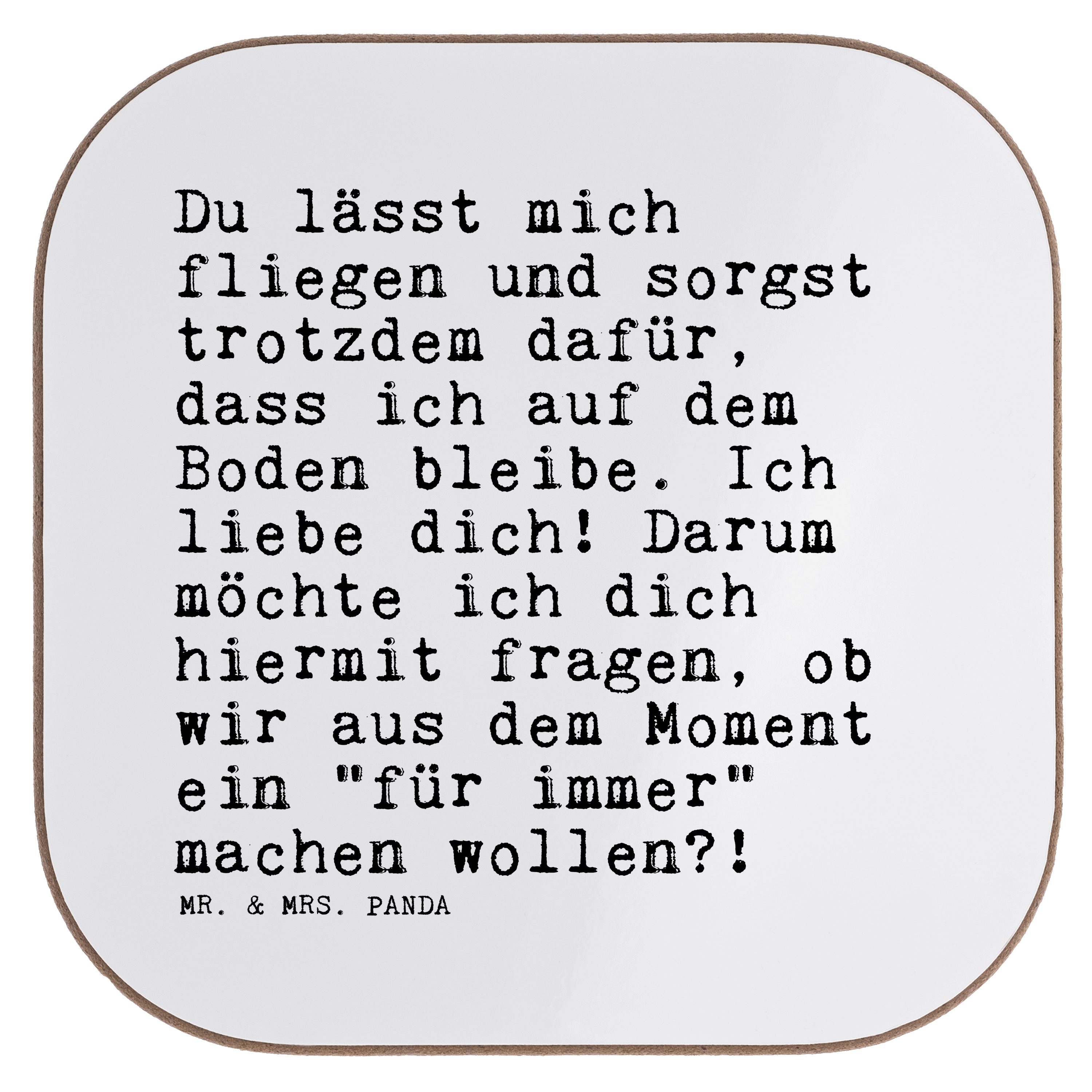 Untersetzer mich & Weiß Geschenk, G, lässt Mr. Bierdeckel, Du Mrs. - Panda 1-tlg. Getränkeuntersetzer - fliegen...