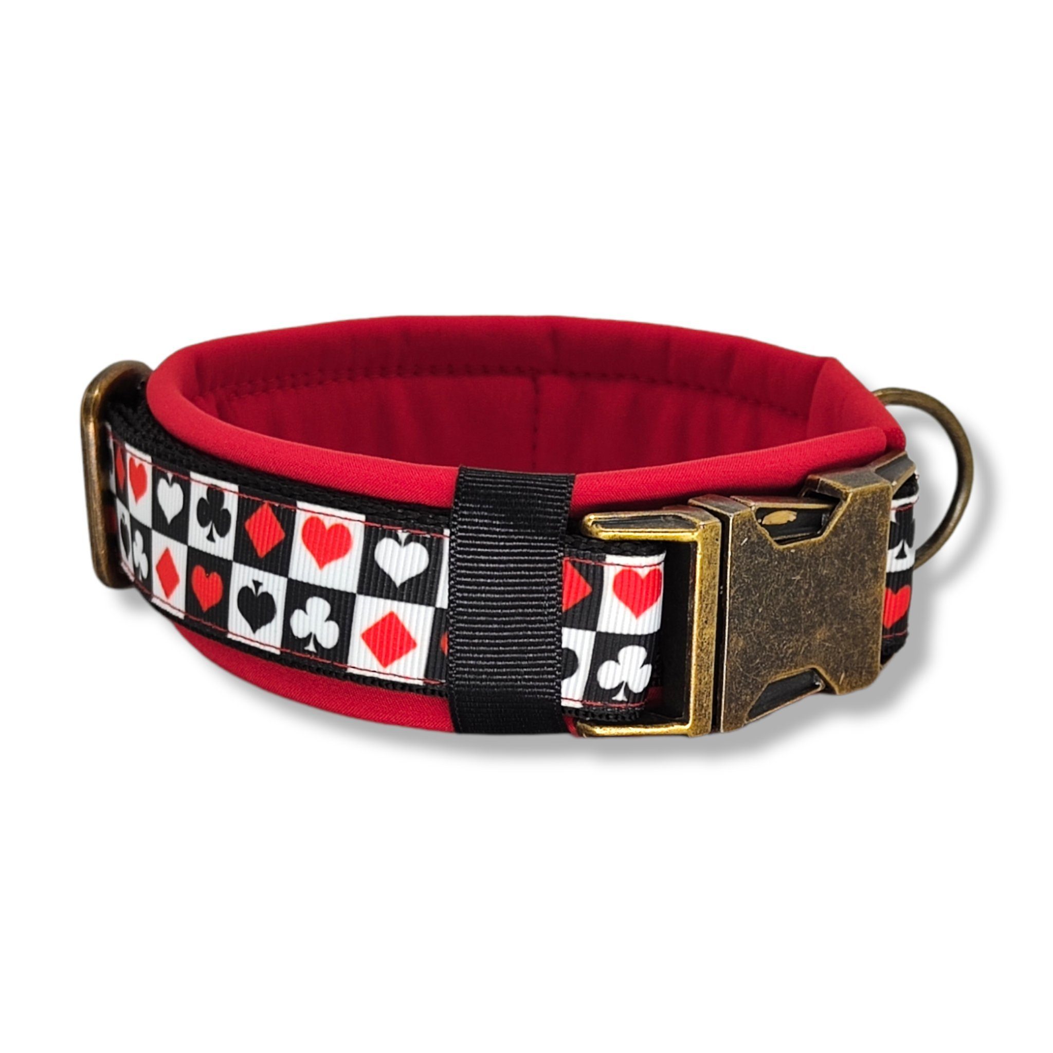 D by E Couture Hunde-Halsband "Pokerface III", gepolstert, verstellbar, 30mm breit, Handmade