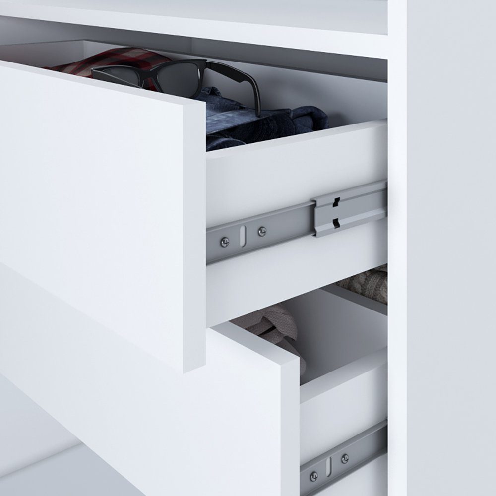 A&J MöbelLand GmbH Schiebetürenschrank VILUNO mit 4 Schubladen und Spiegel (nur für kurze Zeit! TOP ANGEBOT! Geräumiger Schrank mit einer Breite von 200 cm und Spiegel, ideal zur Aufbewahrung von Kleidung und Accessoires. 4 Schubladen und viel Stauraum. TOP PRODUKT! Wählen Sie das ideale Modell für Ihr Schlafzimmer!, Inclusive 4 Schubladen) Breite: 200 cm, Höhe: 215 cm, Tiefe: 59,5 cm