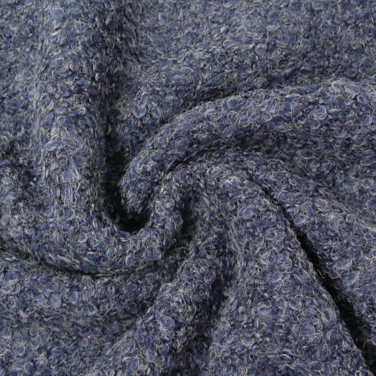 SCHÖNER LEBEN. Stoff Strickstoff Bouclé Bouclette ein dunkelblau