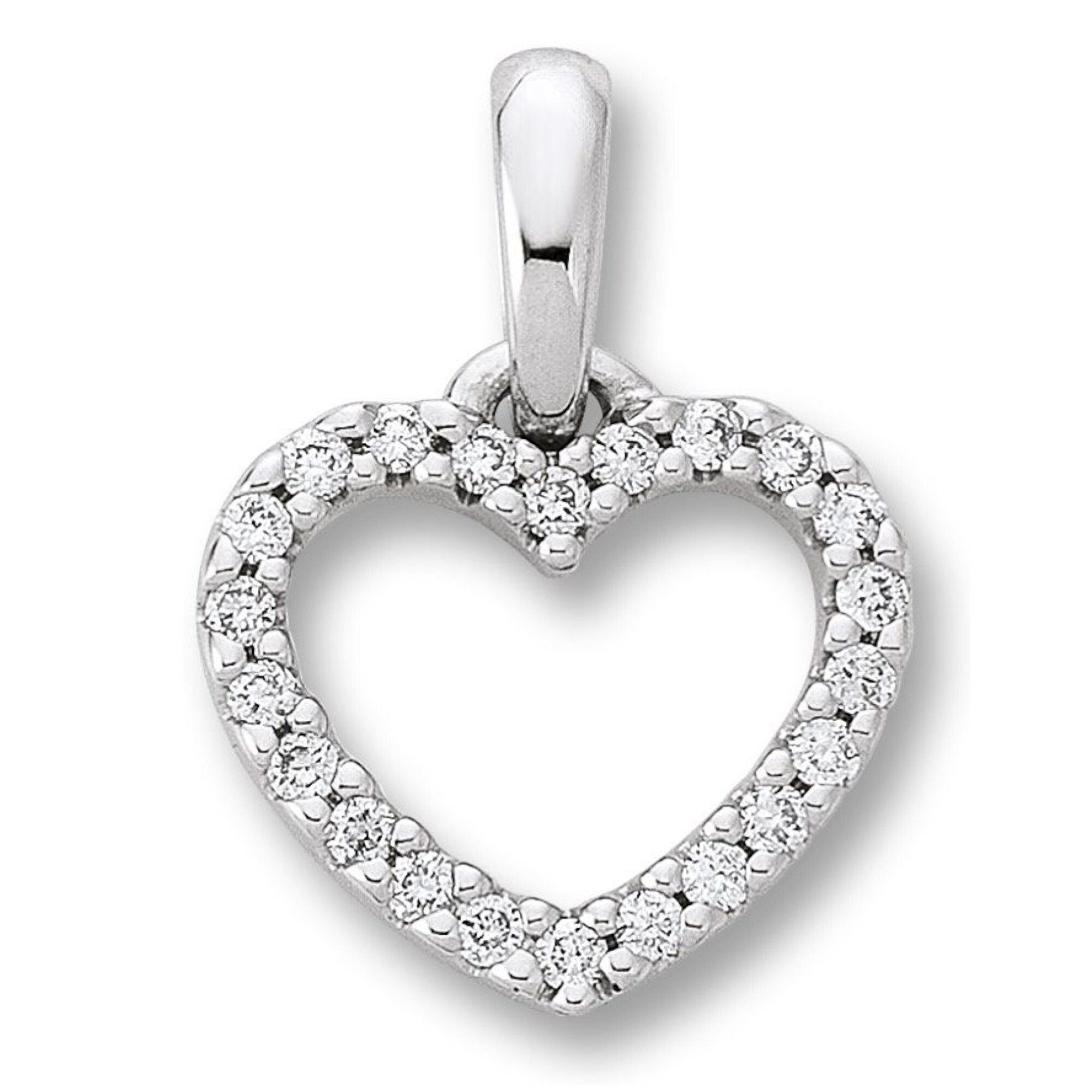 ONE ELEMENT Kettenanhänger 0.11 ct Diamant Brillant Herz Anhänger aus 585 Weißgold, Klassische Eleganz – veredelt mit funkelndem Diamantbesatz