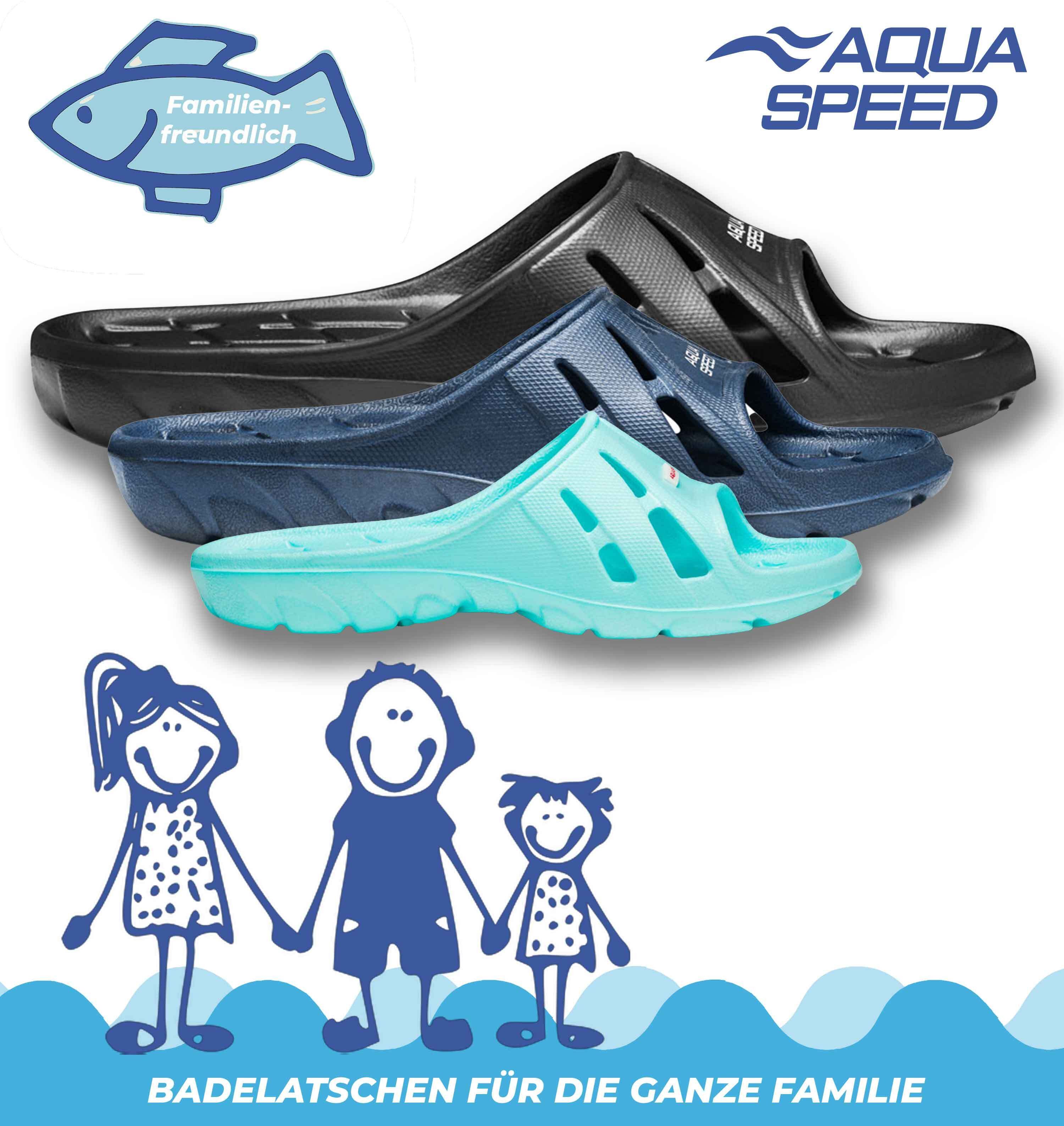 Aqua Speed Badelatschen ALABAMA Damen + Mikrofaserhandtuch Gr. 36-40 Badepantolette