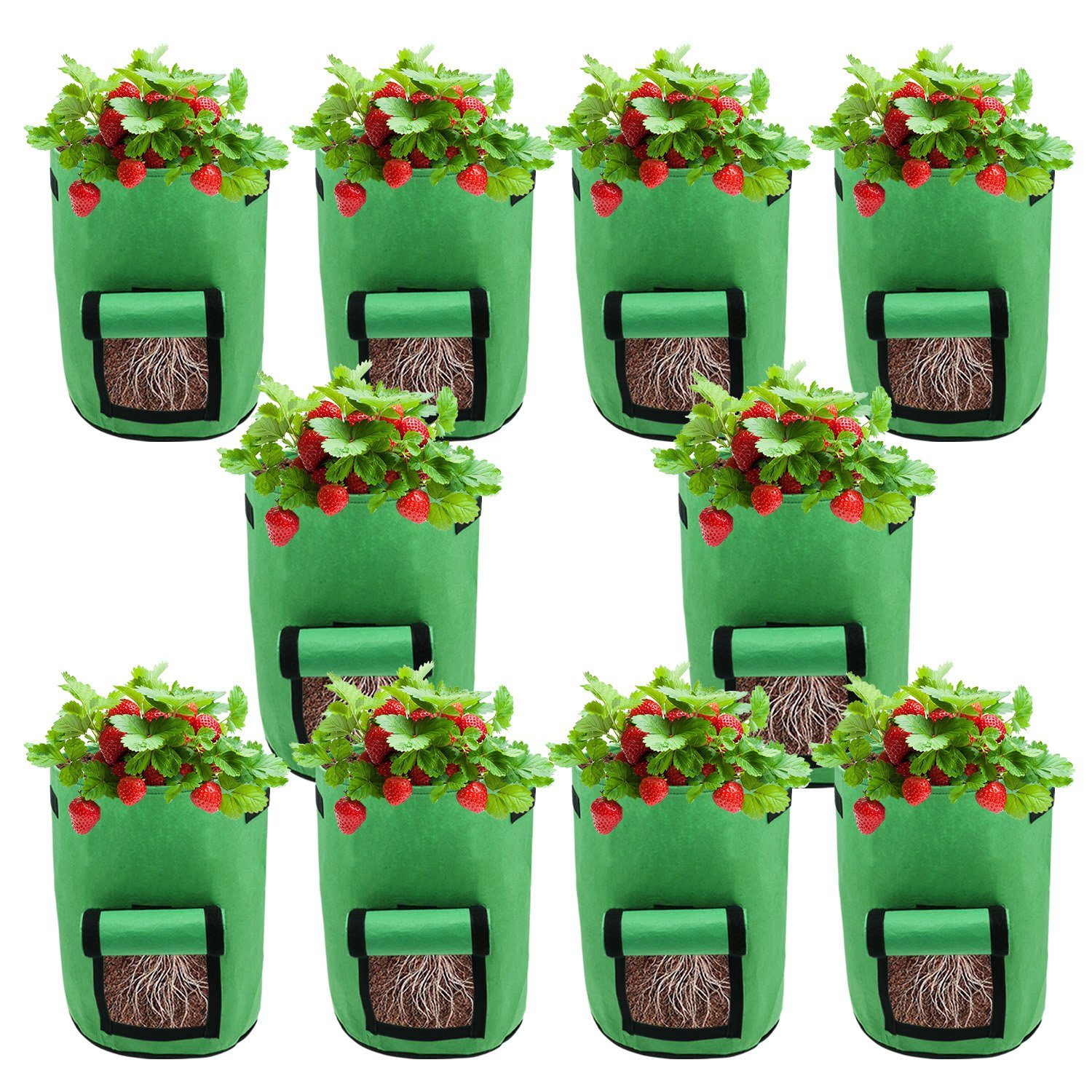 Clanmacy Pflanzkübel 10X 26.5L Pflanzsack Pflanztasche Kartoffel Tomaten Vliesstoff