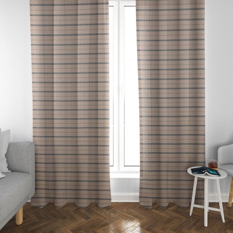 Vorhang SCHÖNER LEBEN. Vorhang Riviera Stripe Small Streifen natur blau  245cm, SCHÖNER LEBEN., Smokband (1 St), blickdicht, Kunstfaser, handmade,  made in Germany, vorgewaschen