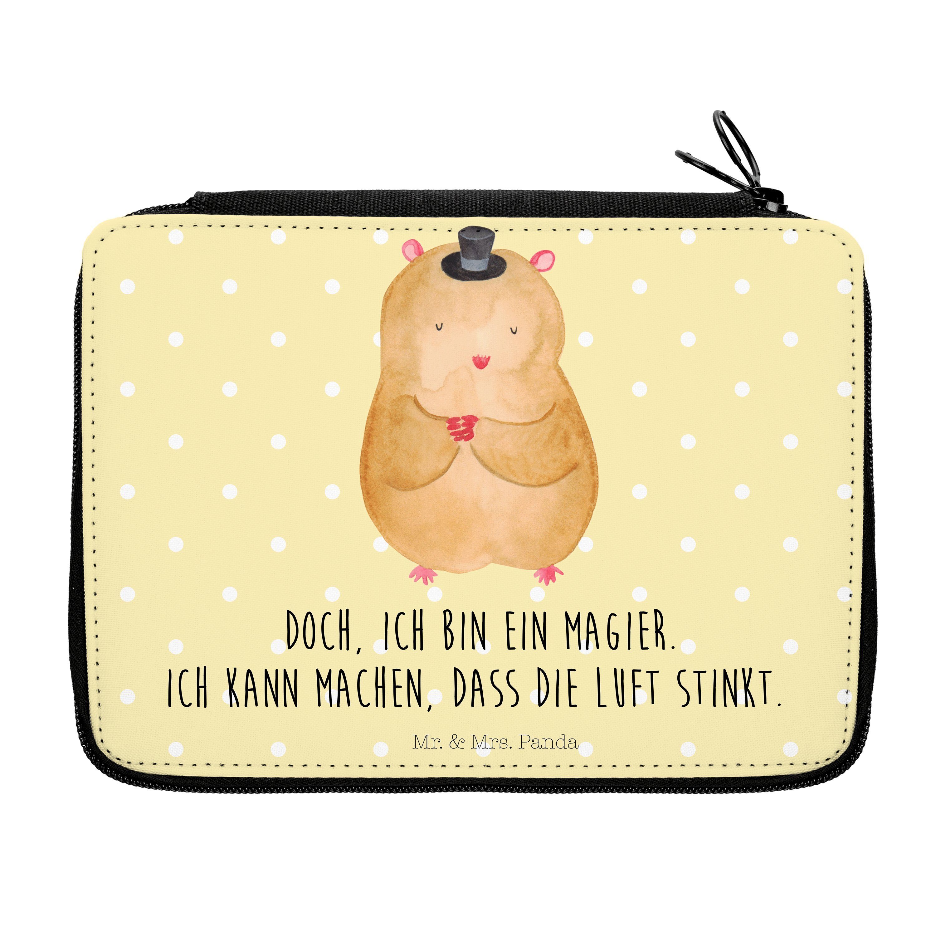 Mr. & Mrs. Panda Federmäppchen Hamster mit Hut - Gelb Pastell - Geschenk, Zylinder, Schule, Houdini, (1-tlg)