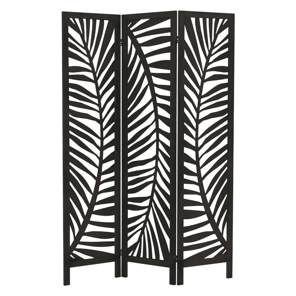ML-DESIGN Paravent Raumteiler Faltbarer Sichtschutz Indoor Stellwand Sichtschutzwand, Raumtrenner 3-teilig Schwarz 170x121 cm aus Holz freistehend Trennwand
