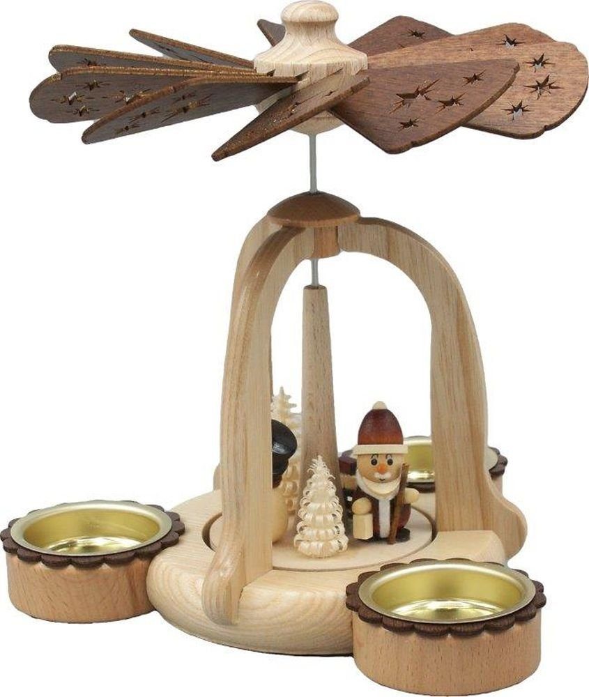 Holz- und Drechslerwaren Legler Weihnachtspyramide Tischpyramide Weihnachtsmann im Wald Höhe 17cm NEU