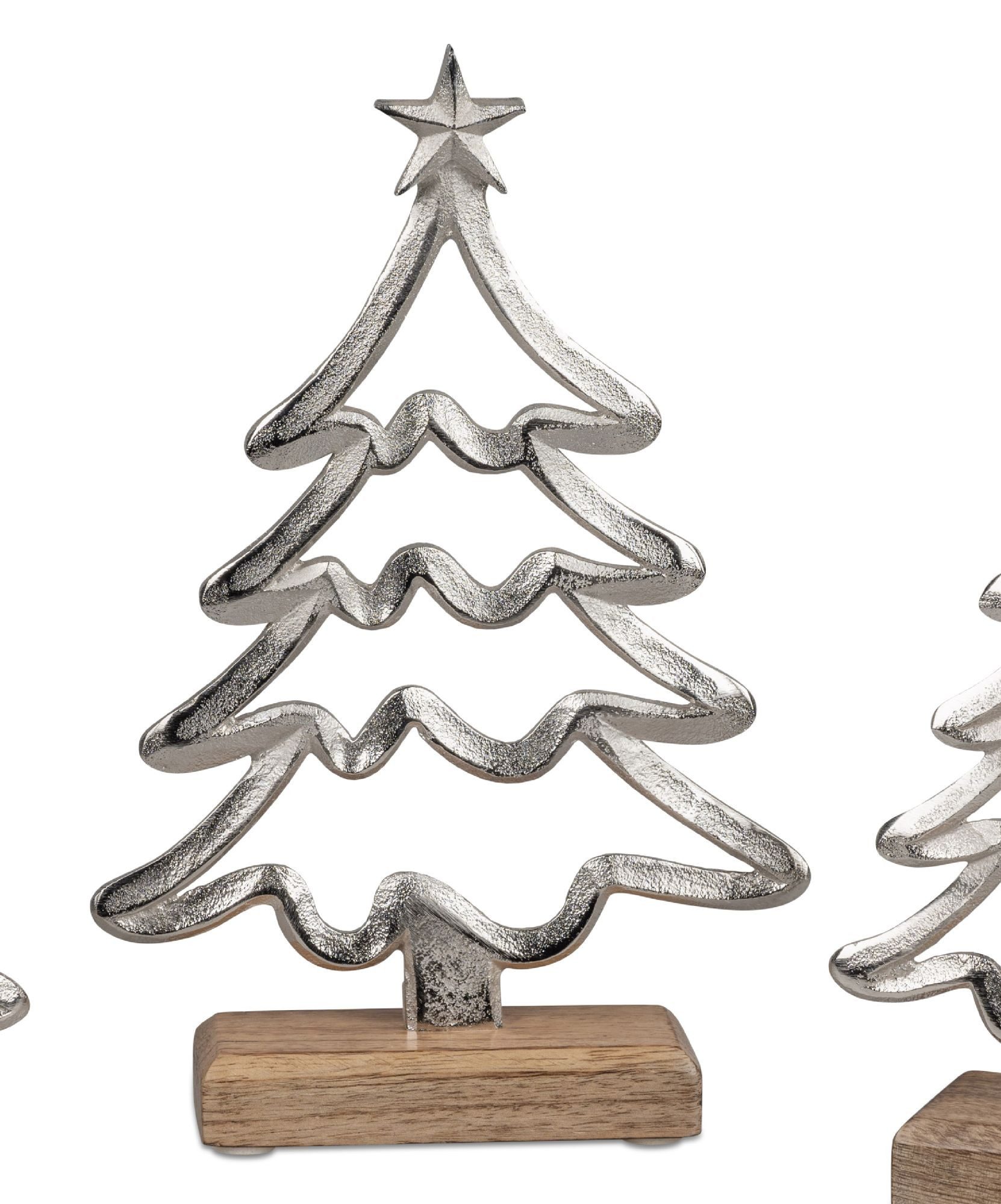 Kunstbaum Alu Mangoholz, formano, Höhe 27 cm, auf Sockel, Silber, Motiv: Baum