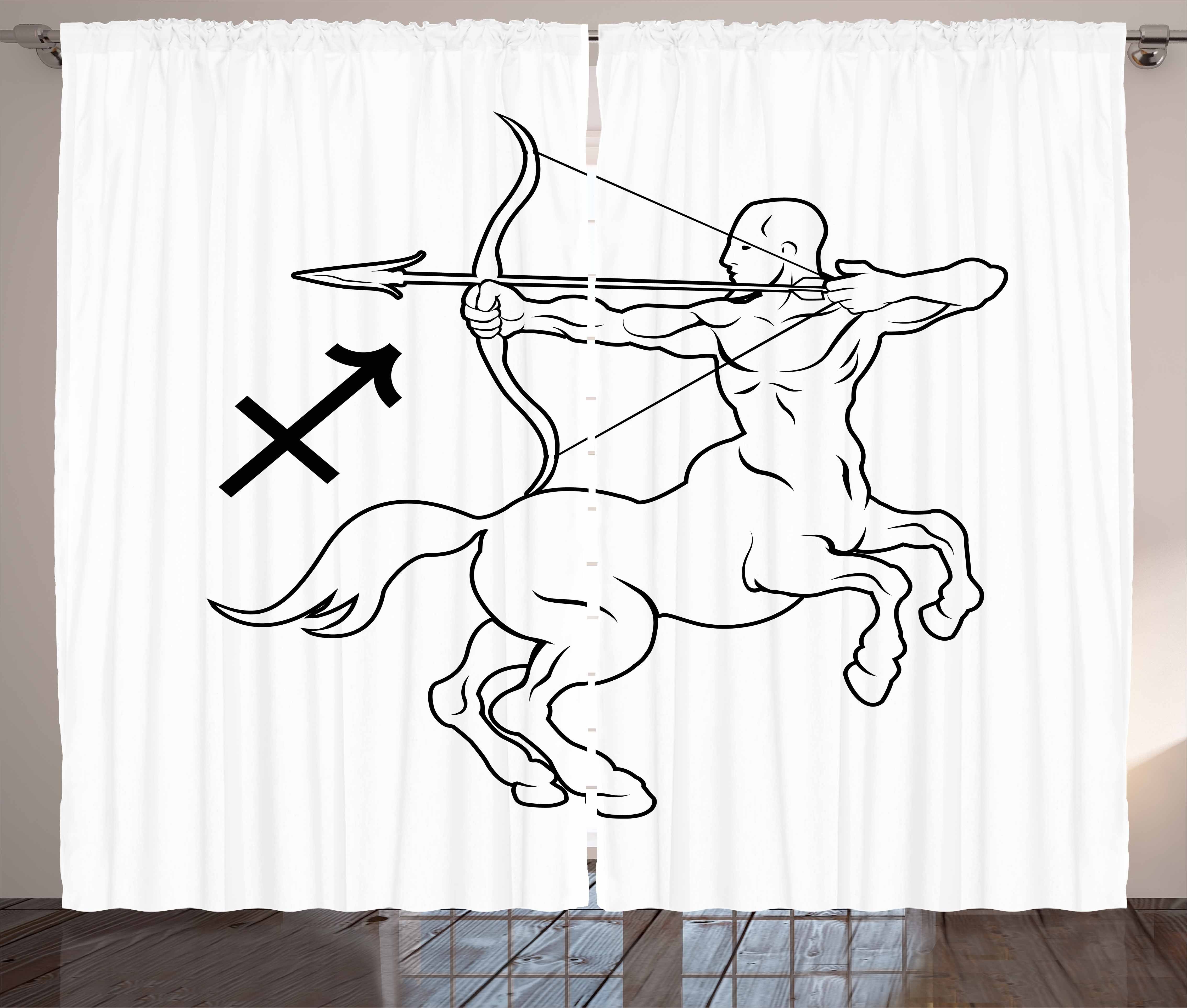 Gardine Schlafzimmer Kräuselband Vorhang mit Schlaufen und Haken, Abakuhaus, Schütze Centaur mit Bogen