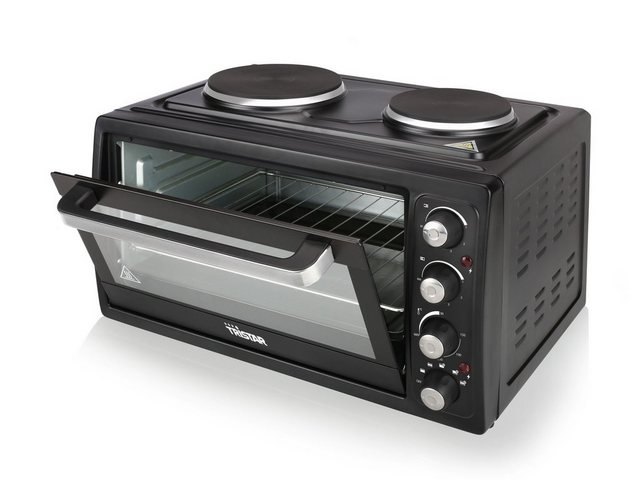 Tristar Minibackofen, Kleiner 38L Tisch-Backofen autark Mini Oven Pizzabackofen, Campingofen