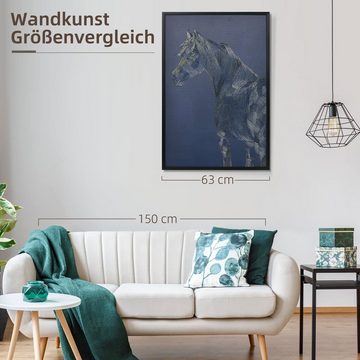 HOMCOM Wandbild mit Pferdemotiv, UV-Druck, Prägetechnik, Pferd (Set, 1 St), Höhe: 63cm