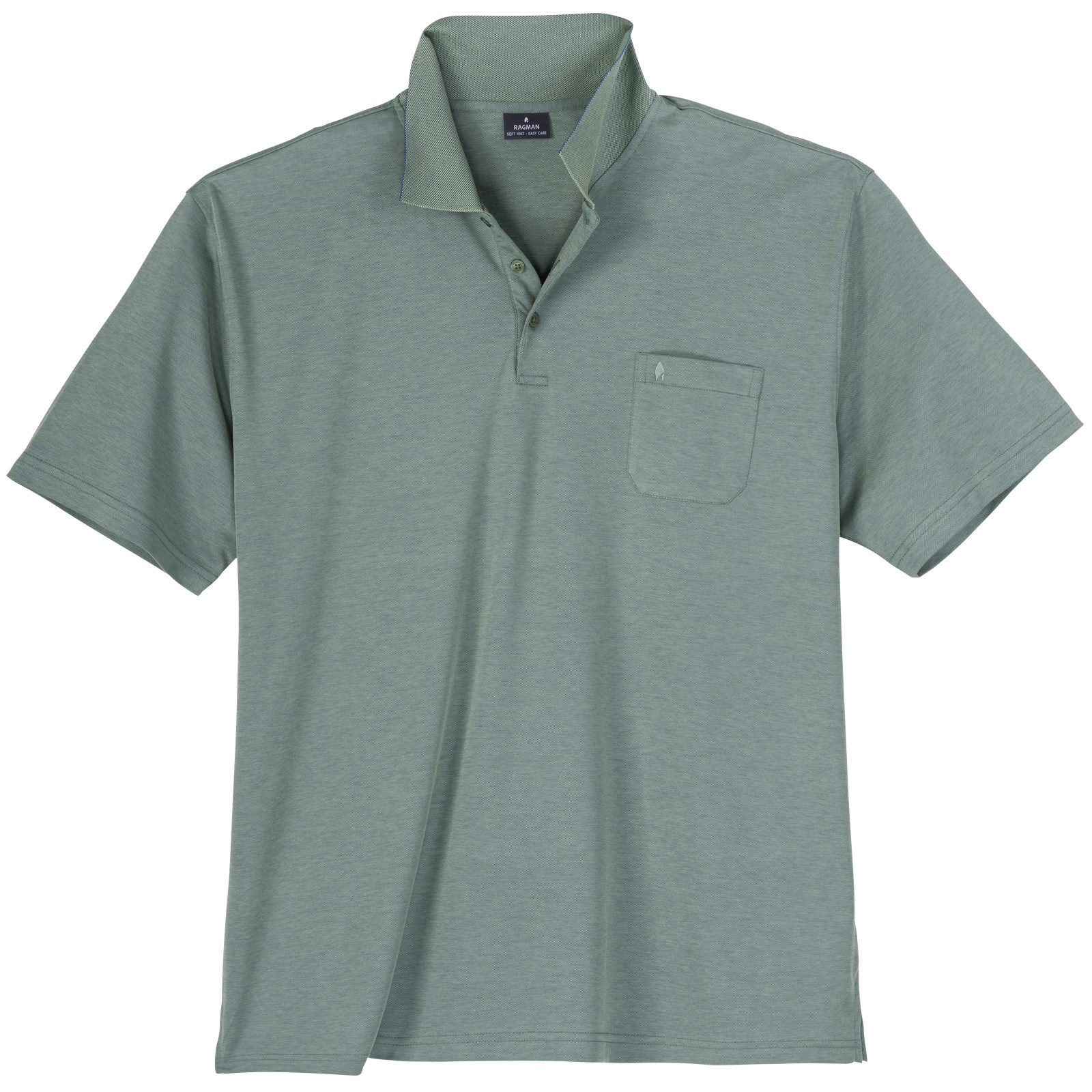 RAGMAN Poloshirt Ragman Übergrößen Poloshirt schilfgrün melange