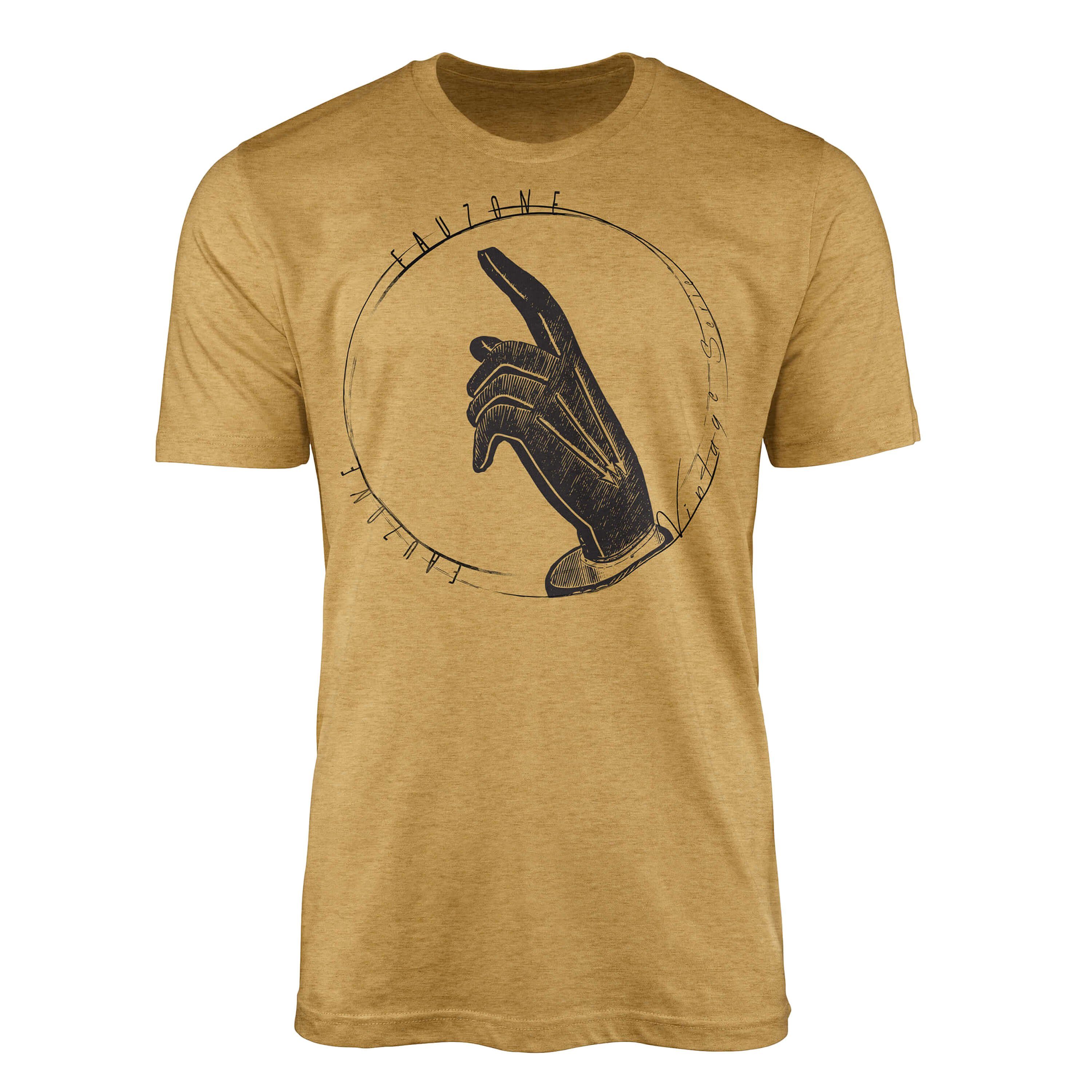 Herren Gold Antique Sinus Hand T-Shirt Art T-Shirt Vintage