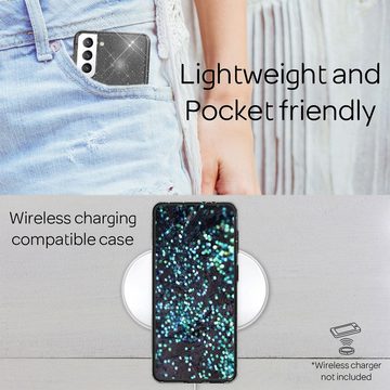 Nalia Smartphone-Hülle Samsung Galaxy S22+, Klare Glitzer Hülle / Silikon Transparent / Glitter Cover / Bling Case