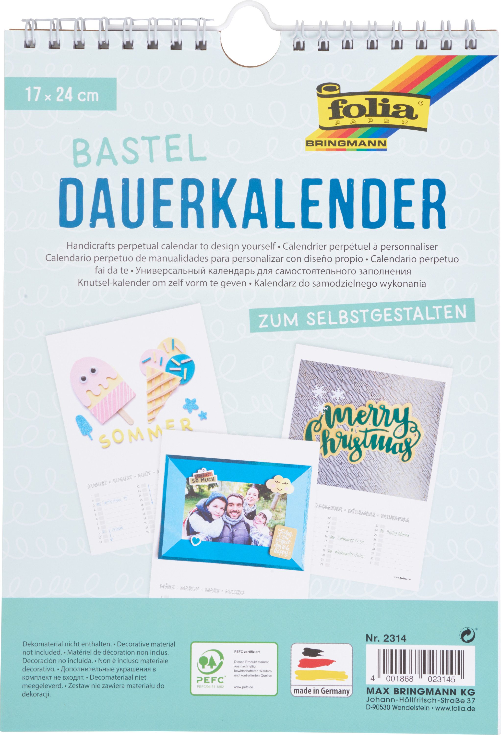 Folia Monatskalender, 17 x 24 cm