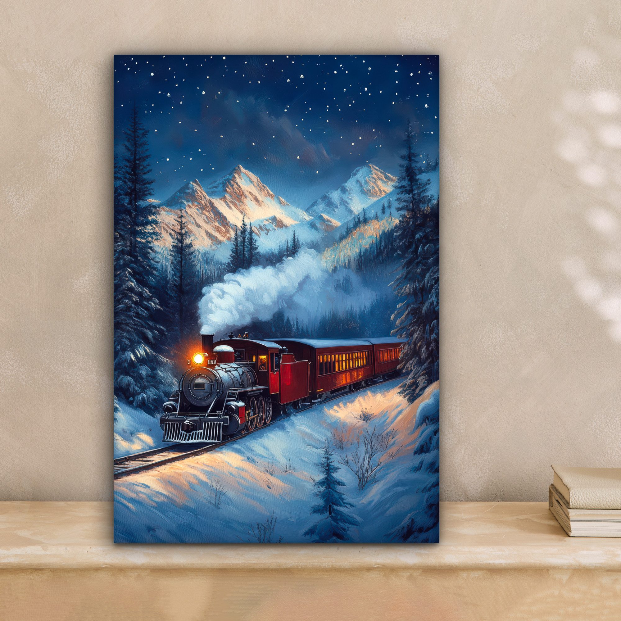 OneMillionCanvasses® Leinwandbild Zug - Weihnachten - Schnee - Weihnachtszu günstig online kaufen