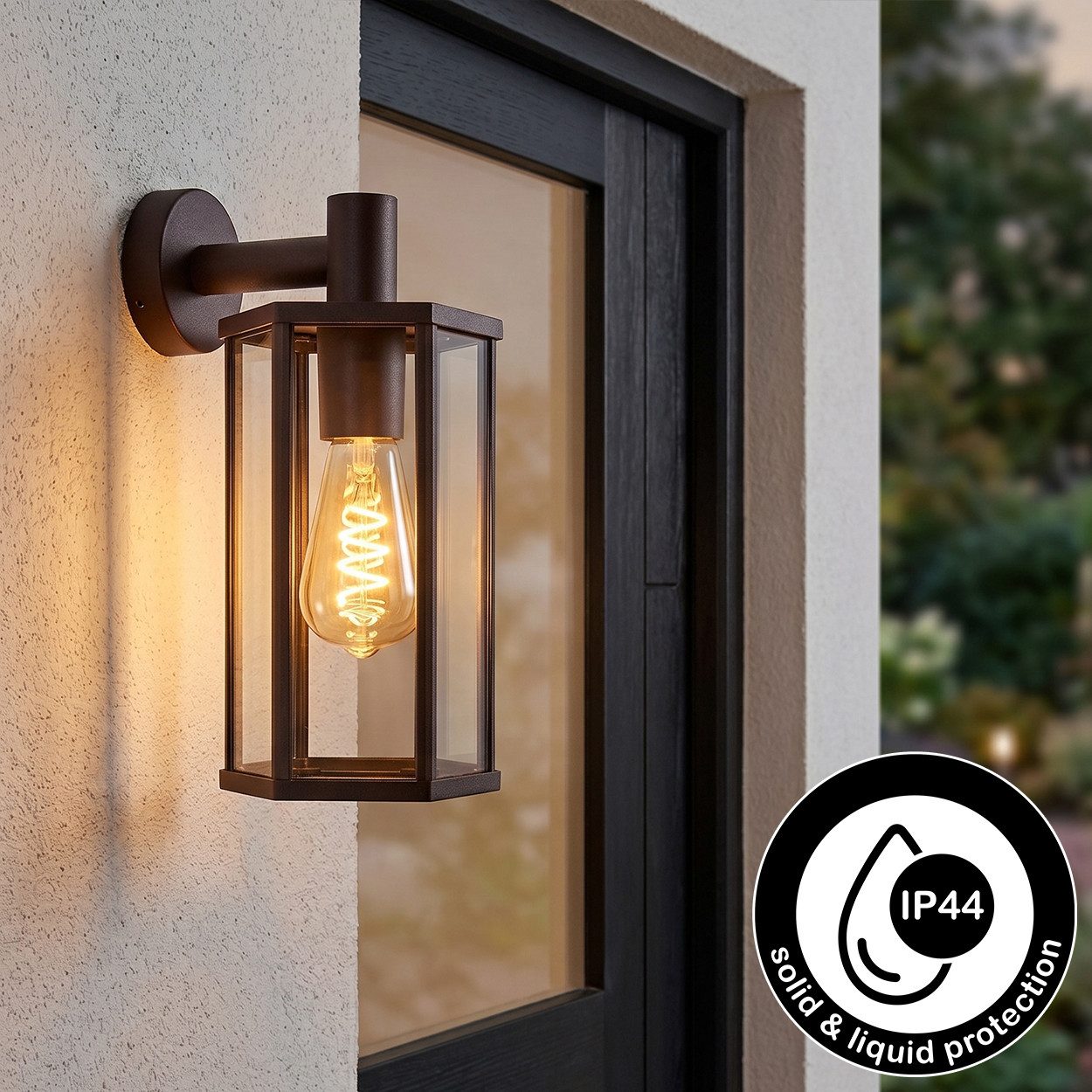 hofstein Außen-Wandleuchte Außenwandlampe aus Metall/Glas in Rostfarben/Klar, ohne Leuchtmittel, Wandleuchte außen abwärts im modernen Retro/Vintage-Design, E27, IP44