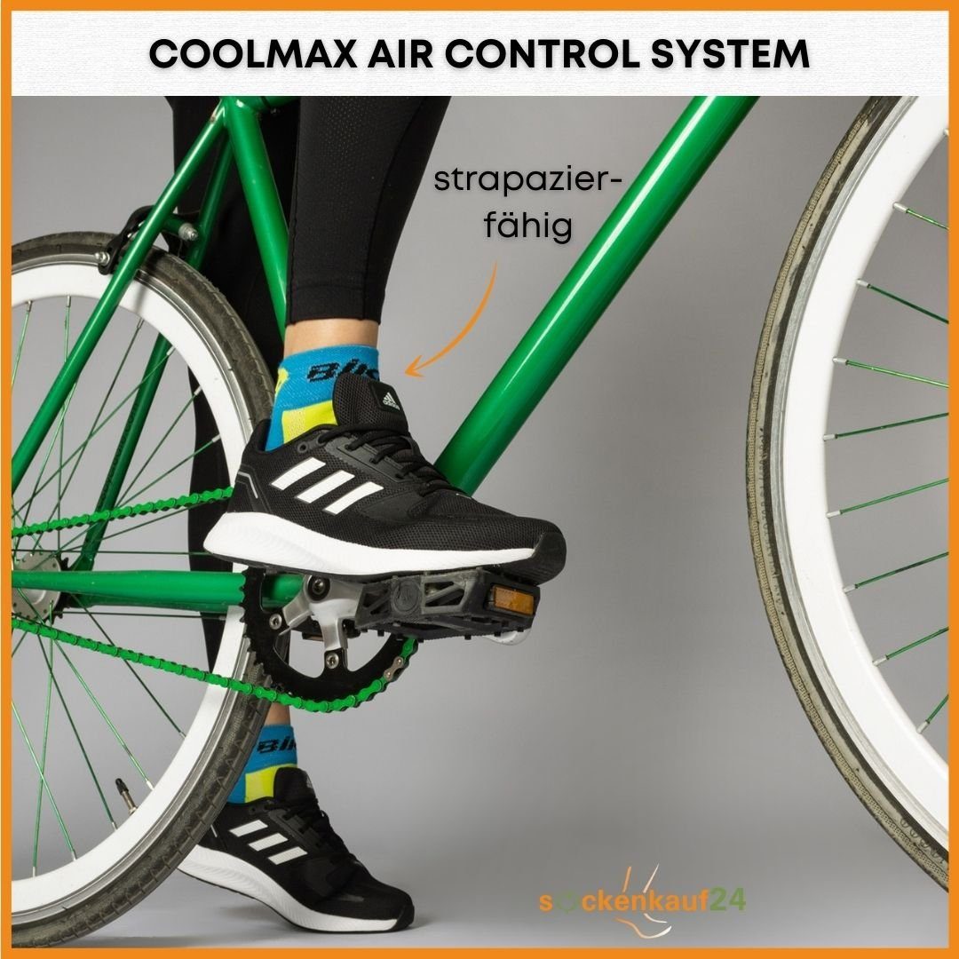 Socken Coolmax Funktionssocken 39-42) (Schwarz/Blau/Grau, sockenkauf24 Radsport WP Damen LED Reflektor & 50303P Herren 3-Paar, für Fahrrad-Socken