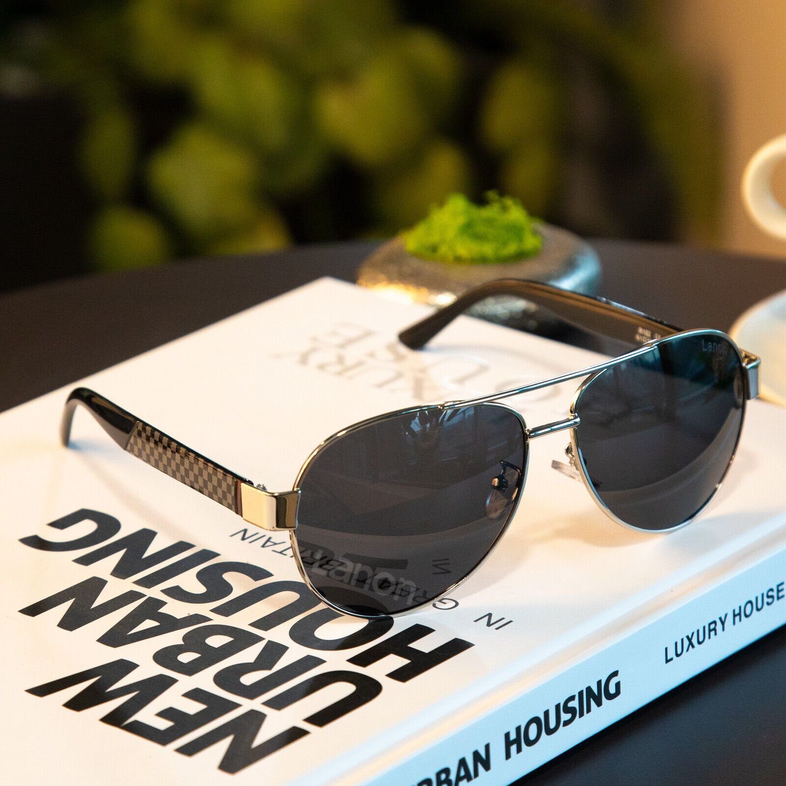 Lamon Sonnenbrille Herren graue Magnesium schwarzer UV400 Polarisiert Aluminium Rahmen, Sportarten Linse Sonnenbrille