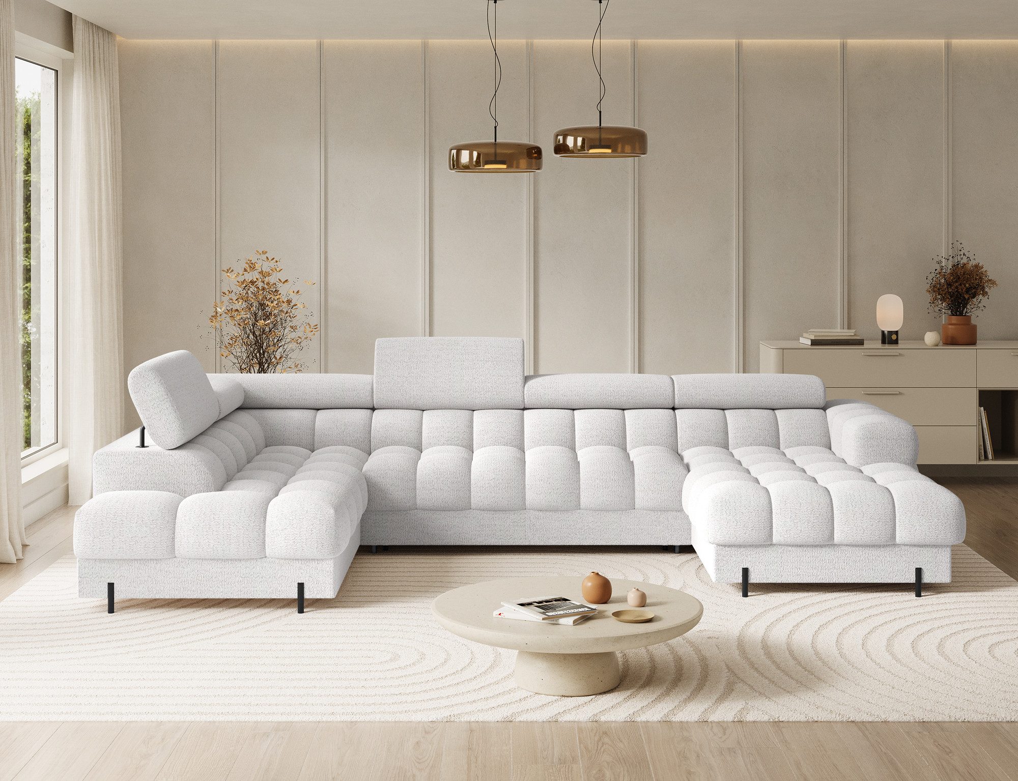 Lukas Möbel Wohnlandschaft Deisgner XXL-Sofa in U-Form Falco mit Schlaffunk günstig online kaufen