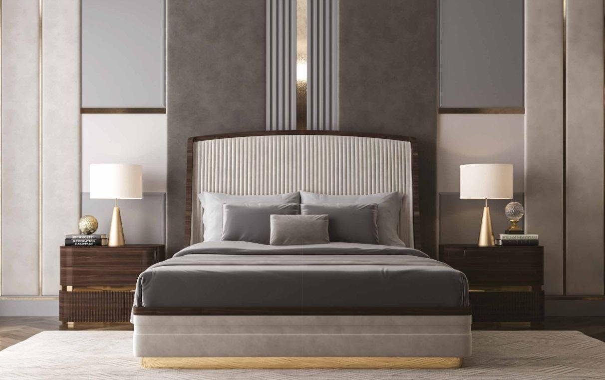 JVmoebel Schlafzimmer-Set Luxus Schlafzimmer Set 3tlg Bett 2x Nachttisch Moderne Design Betten, (3-St., 1x Bett + 2x Nachttisch), Made in Europa