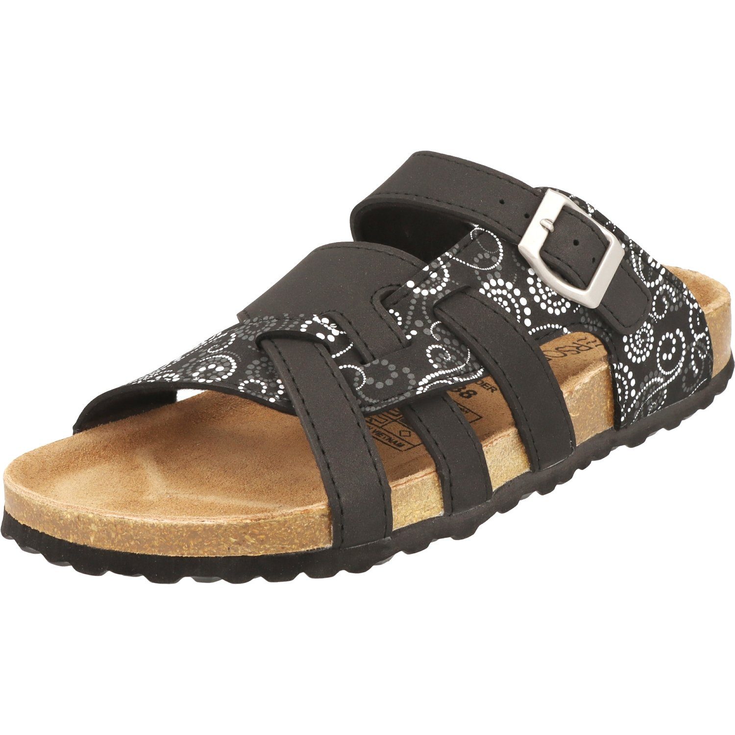SUPERSOFT 274-147 Damen Schuhe Hausschuhe Lederfußbett Sandale Pantolette Black