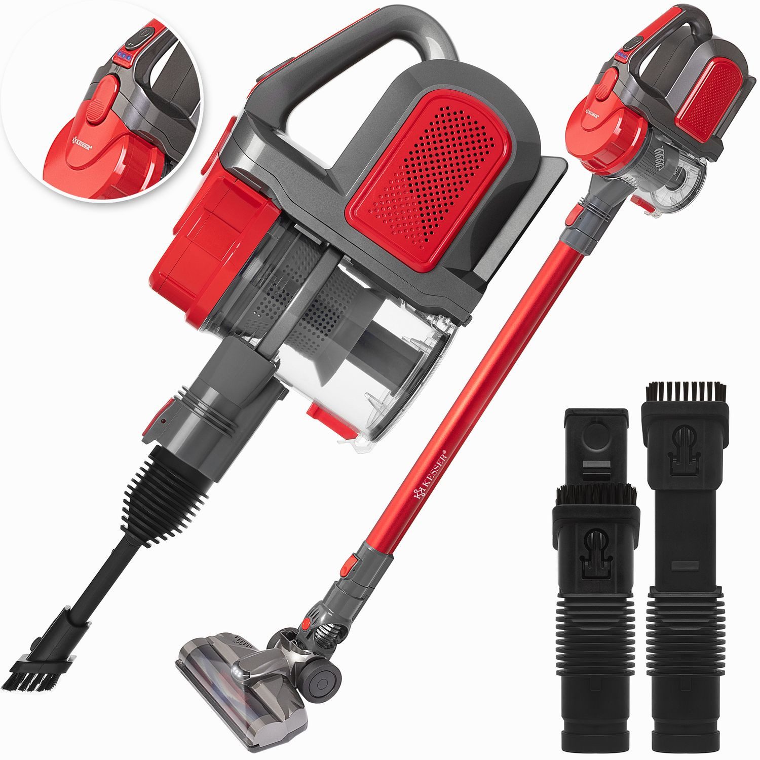 KESSER Akku-Hand-und Stielstaubsauger, beutellos, 2in1 Zyklon Akku Staubsauger Handstaubsauger