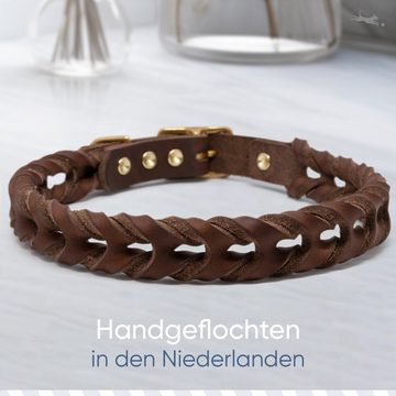 Freudentier Hunde-Halsband AlsterTwist Kollektion, Leder, handgeflochten