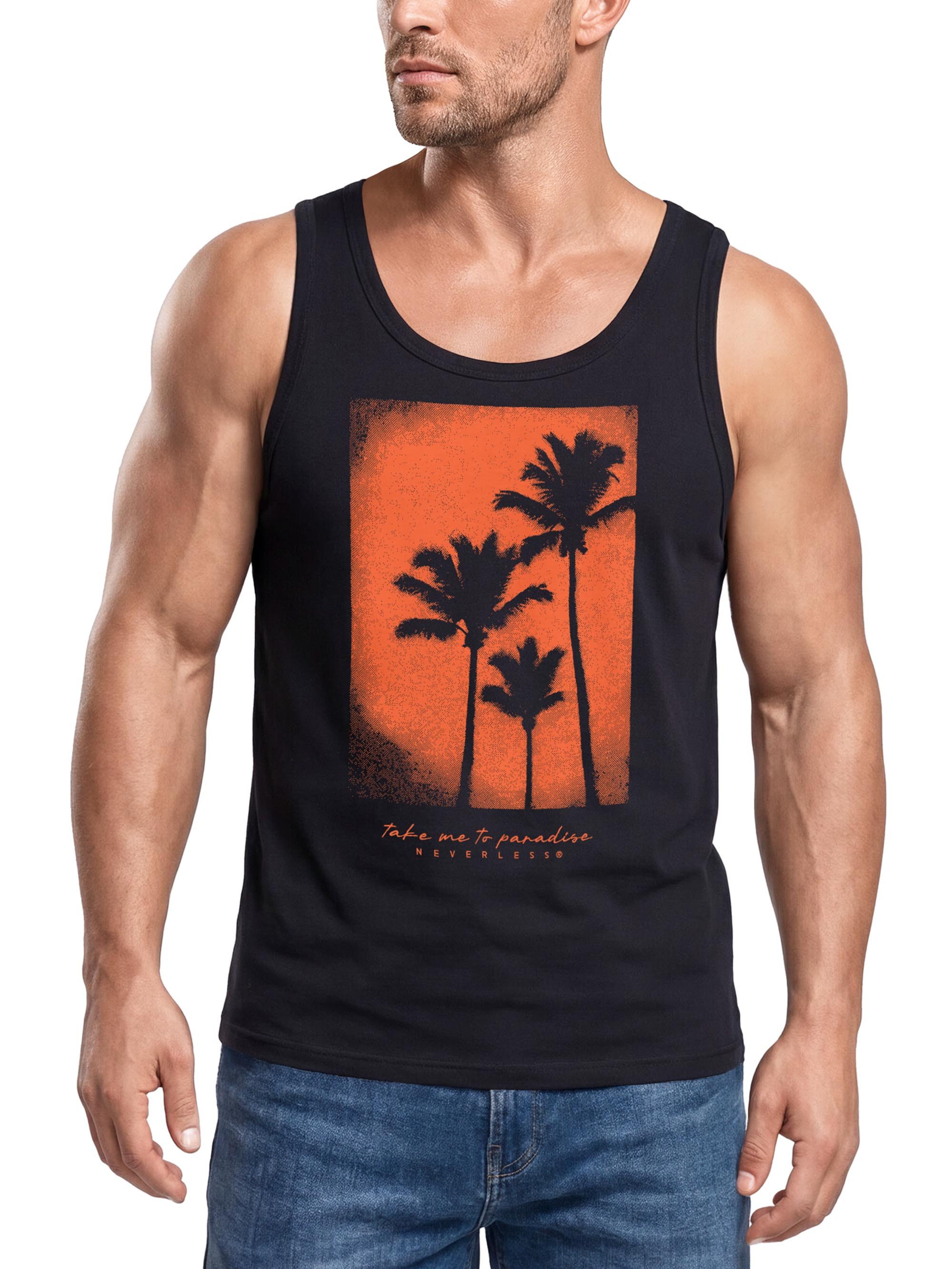 Neverless Tanktop Herren Tank-Top Palmen Fotoprint Vintage Retro Style Sommer Fashion mit Print