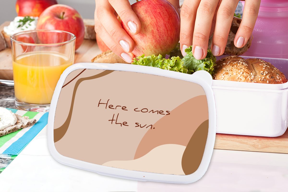 MuchoWow Lunchbox Sommer - Zitat und Brotdose, Jungs Mädchen (2-tlg), - Pastell, weiß Erwachsene, für Kunststoff, Kinder für und Brotbox