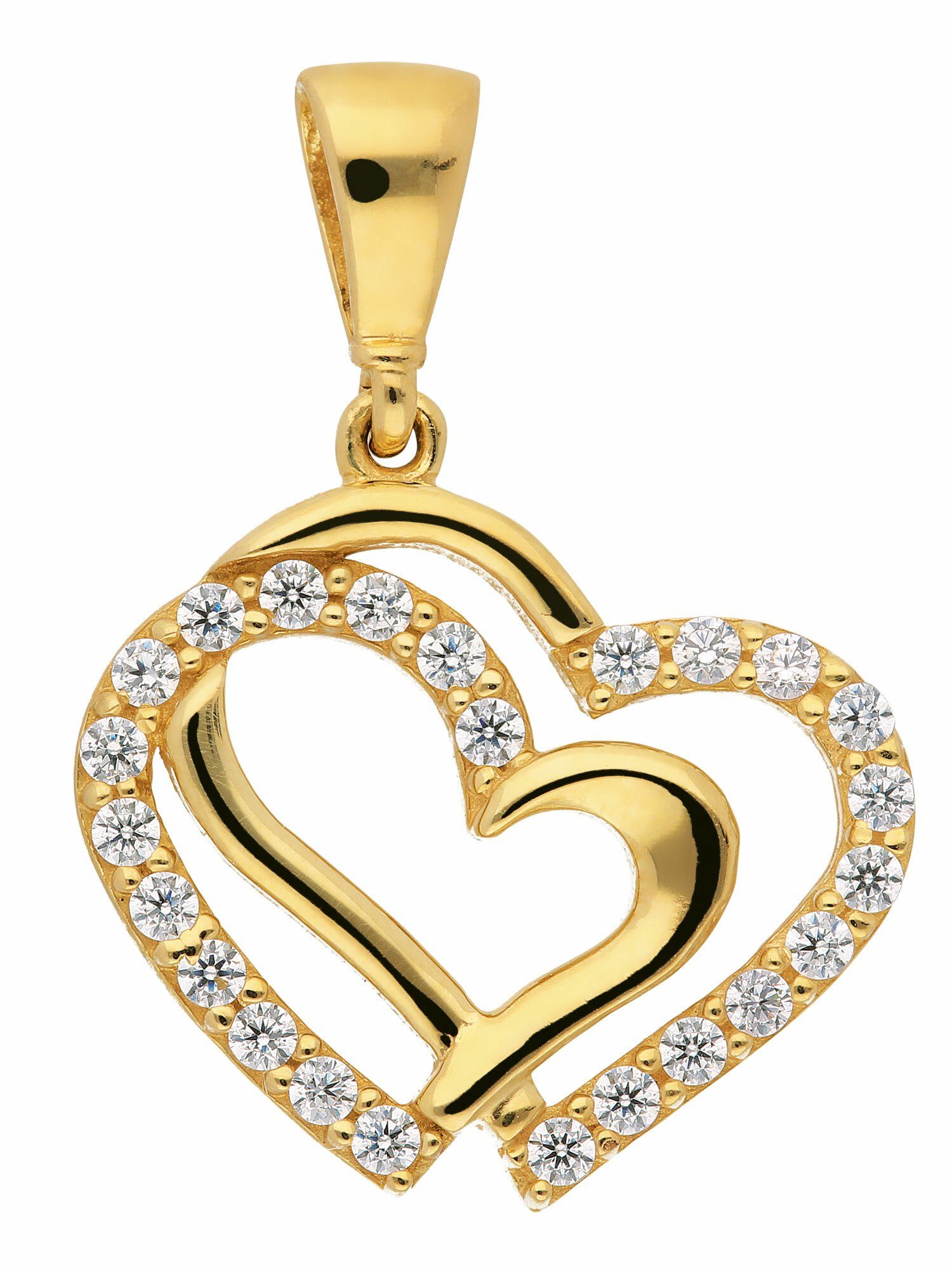 Adelia´s Kettenanhänger 333 Gold Anhänger Herz mit Zirkonia, mit Zirkonia  Goldschmuck für Damen, Qualität aus Deutschland | Kettenanhänger