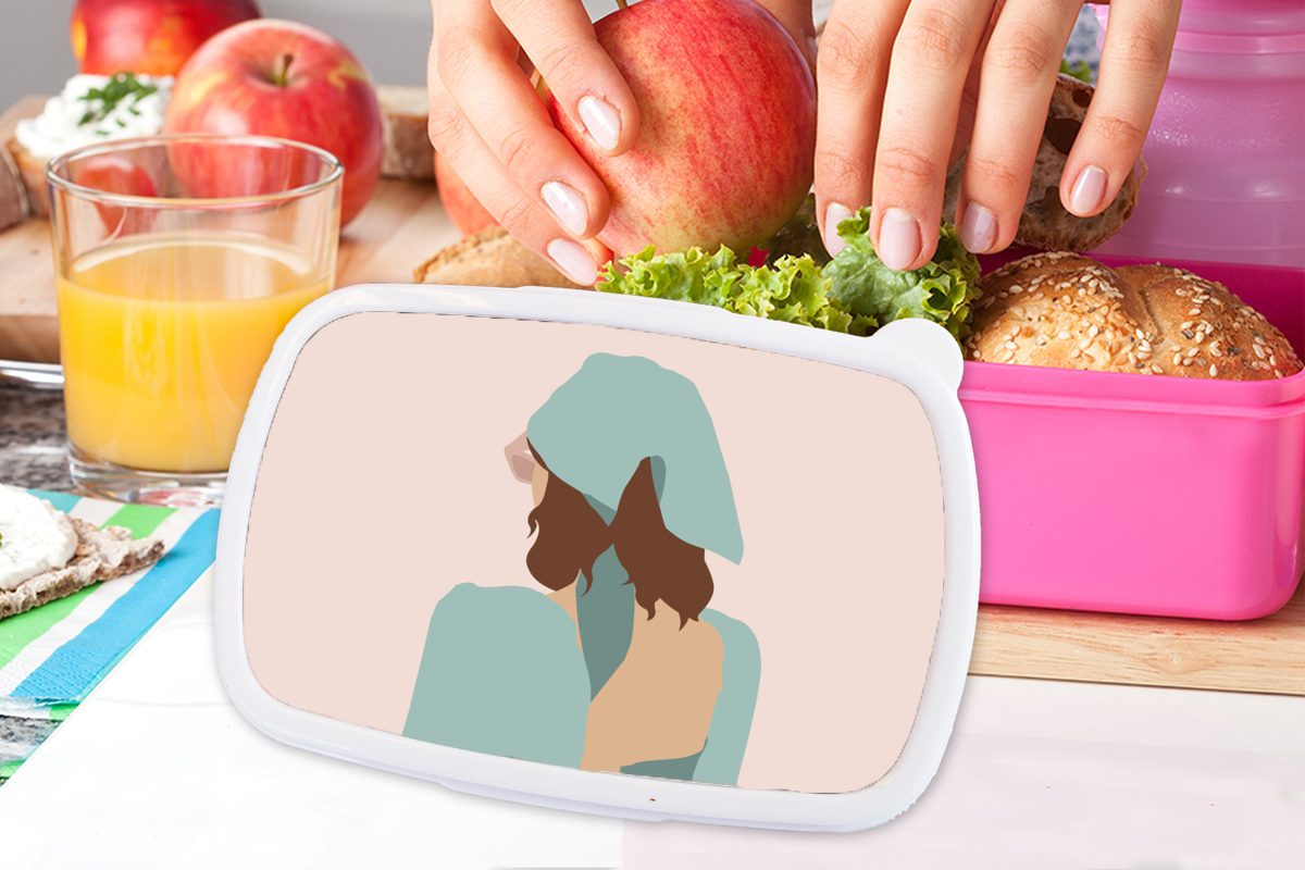 - rosa Snackbox, Brotbox Kunststoff Lunchbox Erwachsene, für (2-tlg), Brotdose Kinder, Sommer MuchoWow Abstrakt, - Mädchen, Kunststoff, Frau