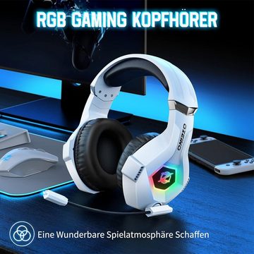 ozeino Gaming-Headset (3D Surround Sound, Mit Kabel, 3D Surround Sound Headset mit Mikrofon Noise Cancelling RGB Lichter)