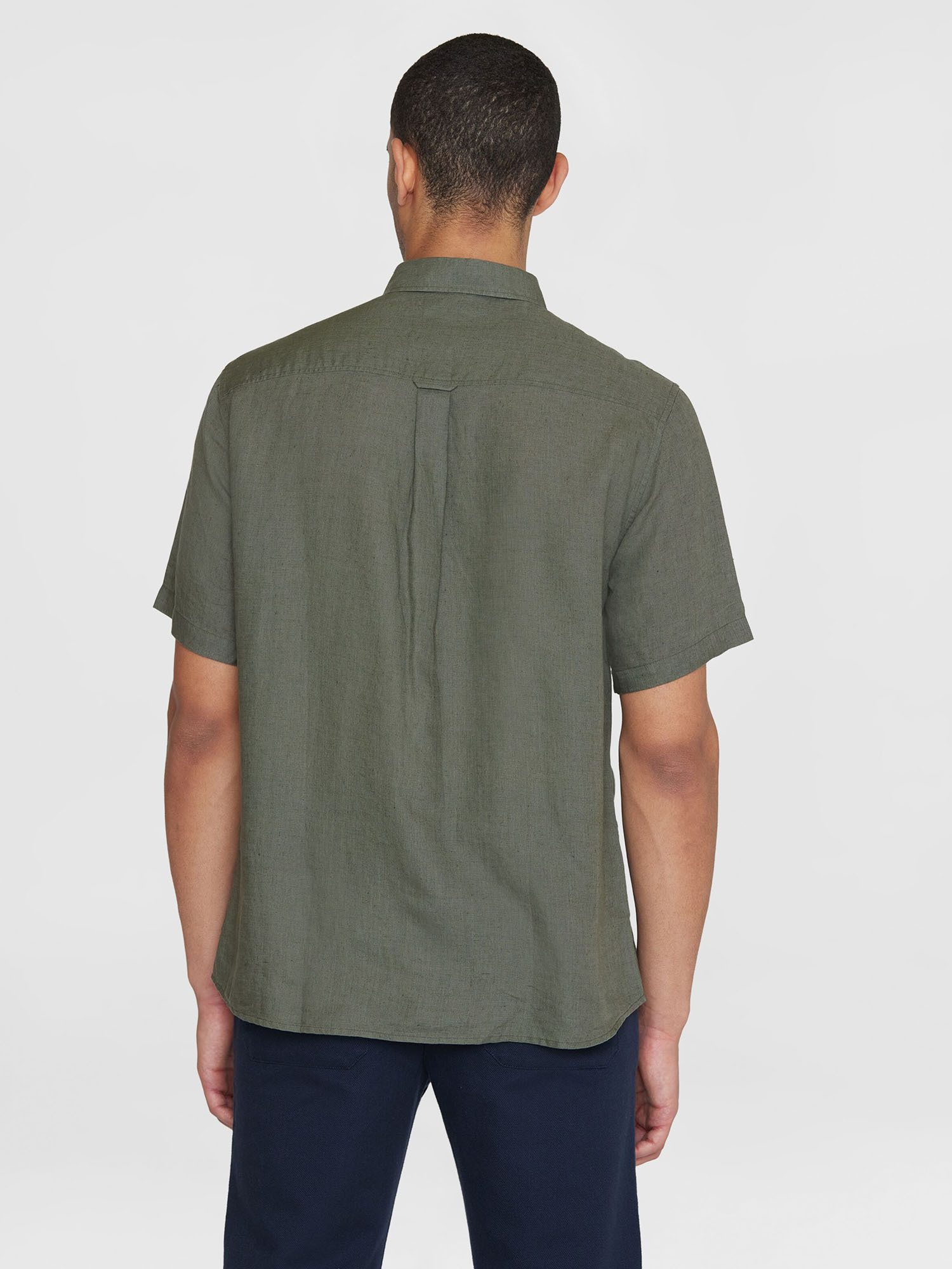 KnowledgeCotton Apparel Kurzarmhemd Regular Linen Short Sleeve Shirt